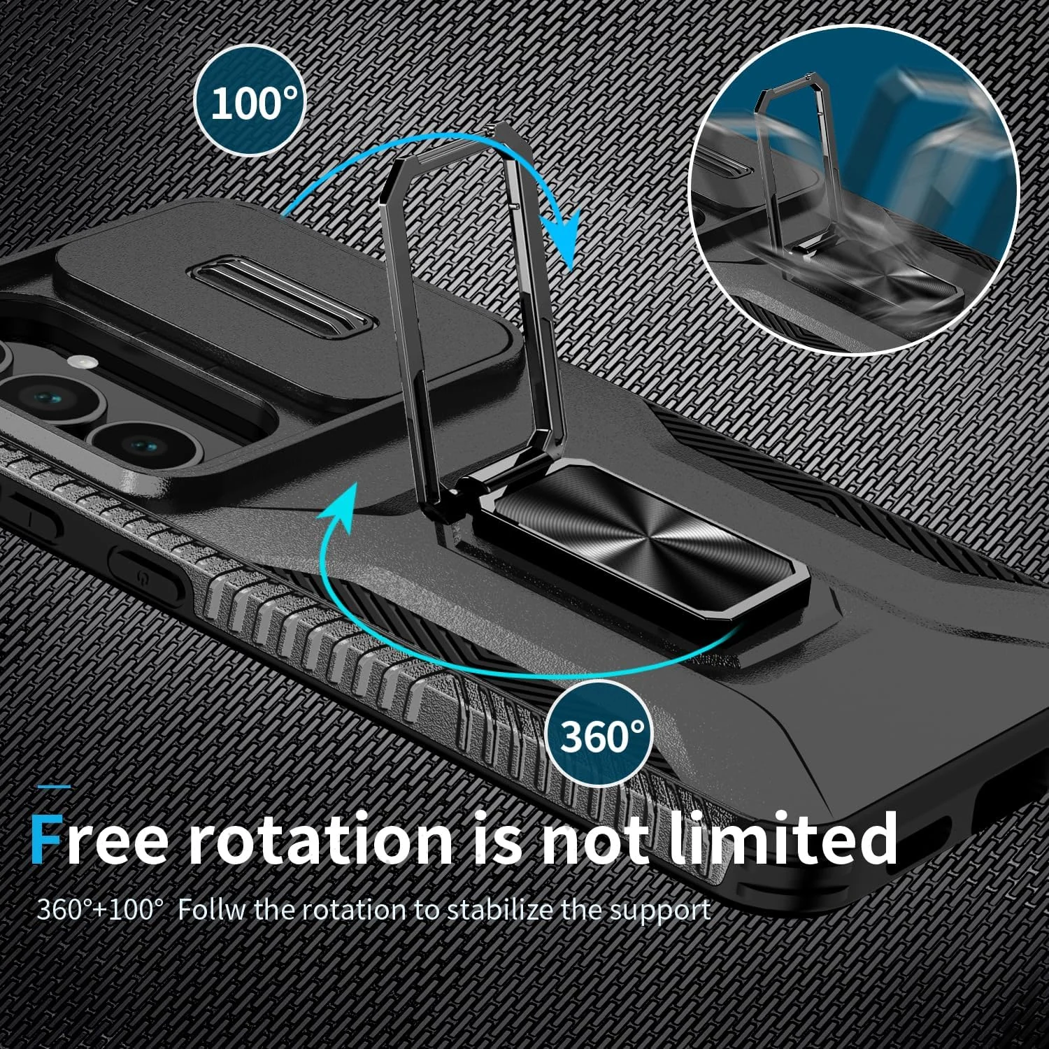 DL3 Mobilak Rugged Protective Case for Samsung Galaxy S25 FE 5G, Built-in magnetic car-mount support, Shock-absorbing protection, Built-in kickstand - Black