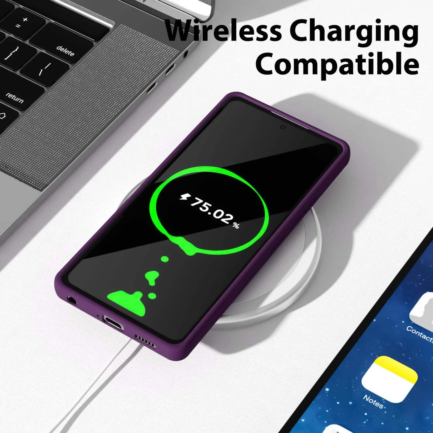 DL3 Mobilak Liquid Silicone Protective Case with Soft Microfiber Lining with Full Camera Protection for Samsung Galaxy A73 - Violet