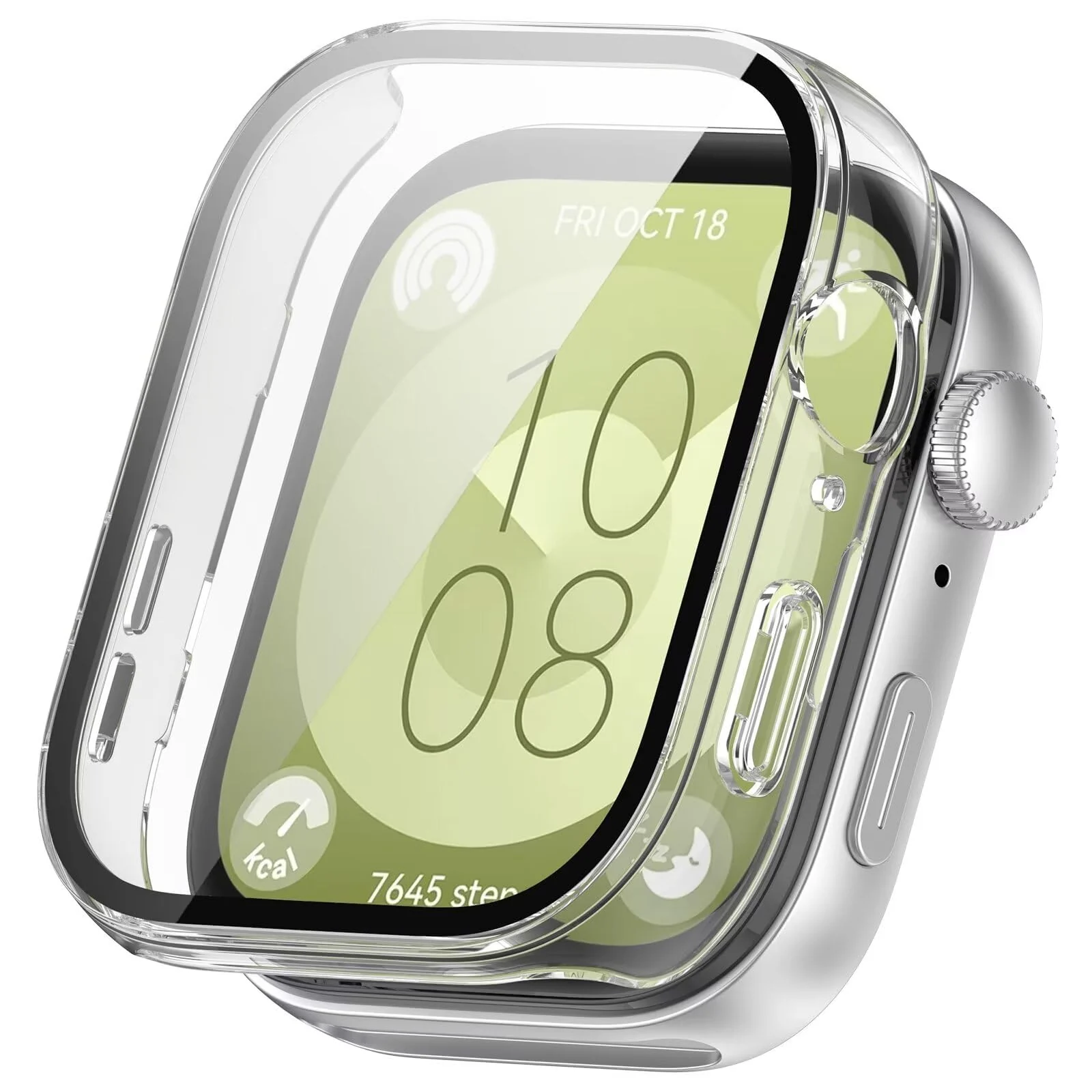 DL3 Mobilak Case Compatible with Huawei Watch Fit 3, Full Coverage Slim Hard Case Protective Bumper Built-in Tempered Glass Screen Protector Shell for Huawei Watch Fit 3 - Clear