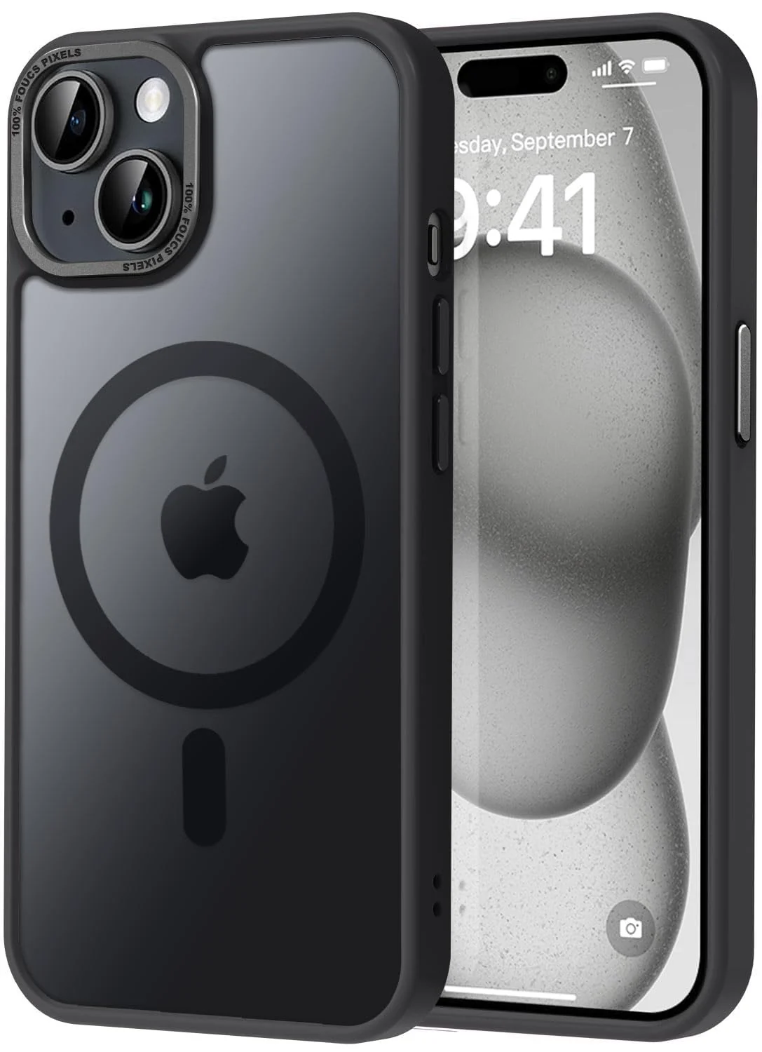 DL3 Mobilak Case for iPhone 15+ Plus / iPhone 14 Plus 6.7-Inch Case Magnetic Translucent Matte Phone Cases [Compatible with MagSafe] Thin Slim Fit Shockproof Bumper Hard Protective Cover for iPhone 15 Plus, iPhone 14 Plus - Black