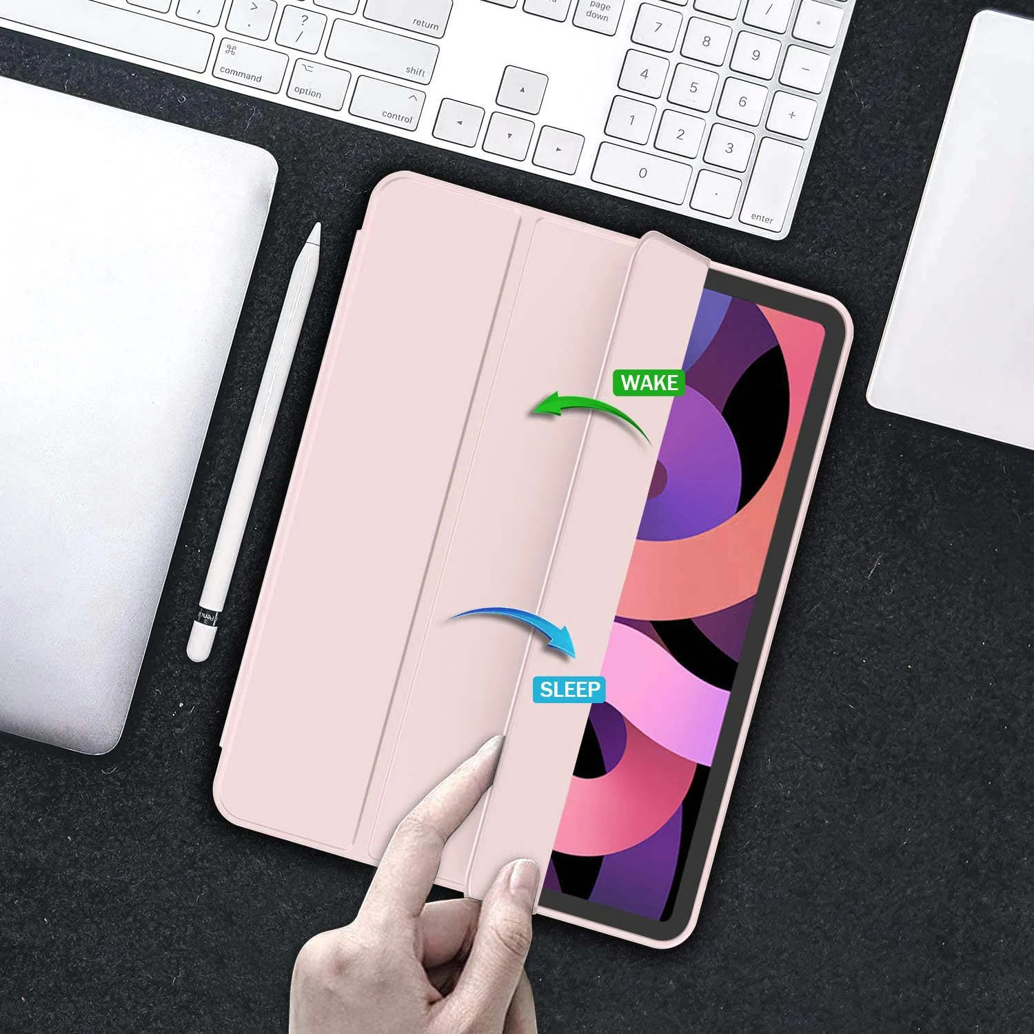 DL3 Mobilak Smart Case For iPad Pro 11 Inch 2018 (1st Generation 2018 Model Year) with Pencil Holder, Soft TPU Smart Stand Back Cover Auto Wake/Sleep Feature - Pink Sand