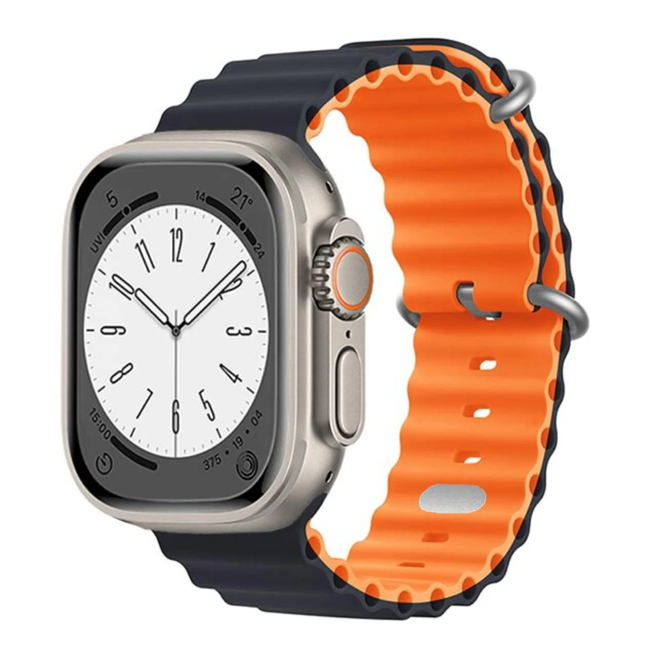DL3 Mobilak Ocean Band For Apple Watch Band 49mm 45mm 44mm 42mm 41mm 40mm 38mm Men Women, Soft Silicone Sport Band Strap for iWatch Series 9 8 7 SE 6 5 4 3 2 1 (42MM/44MM/45MM/49MM) - Blue Orange
