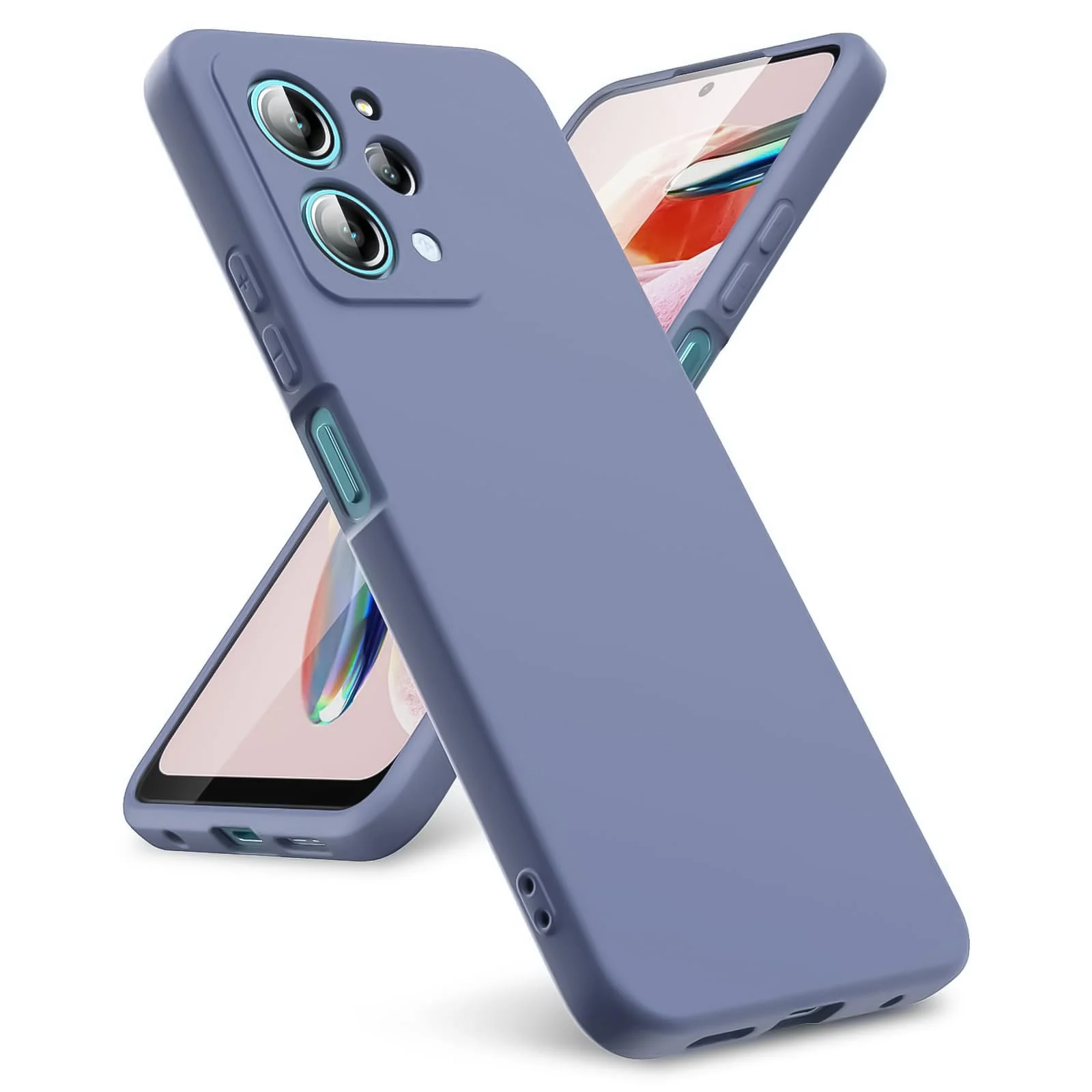 DL3 Mobilak Liquid Silicone Protective Case for Xiaomi Redmi 12 4G / Xiaomi Redmi 12 5G / Poco M6 Pro 5G with Microfiber Lining and Shockproof Design - Lavender Gray