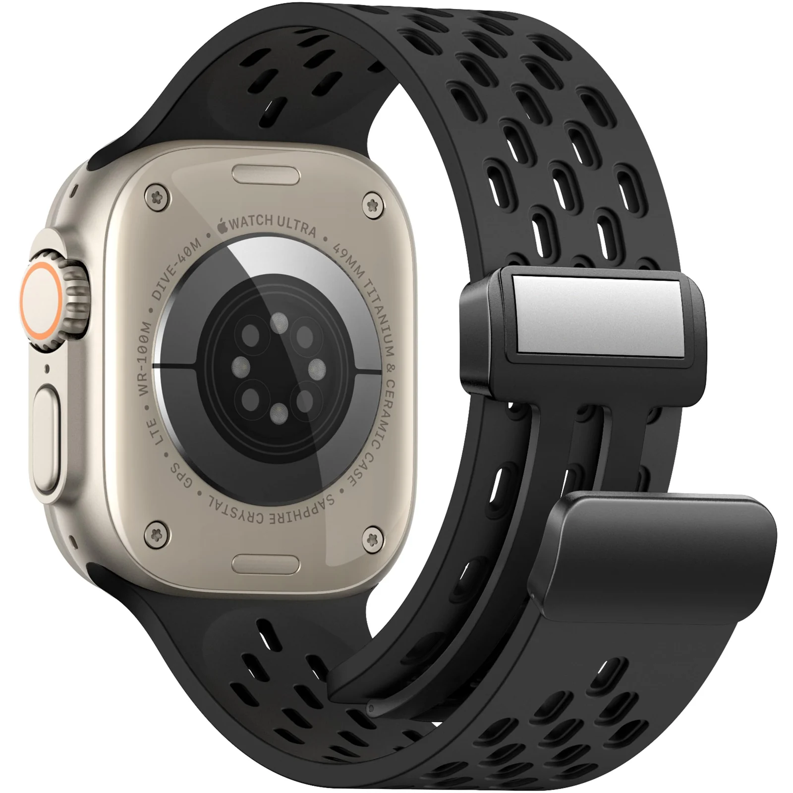 Dl3 Mobilak Magnetic Bands for Apple Watch Band 49MM 45MM 44MM 42MM, Soft Silicone Magnetic Buckle Breathable Sport Watch Strap for iWatch Series SE2 SE 9 8 7 6 5 4 3 2 1 Ultra 2/Ultra (Black White)