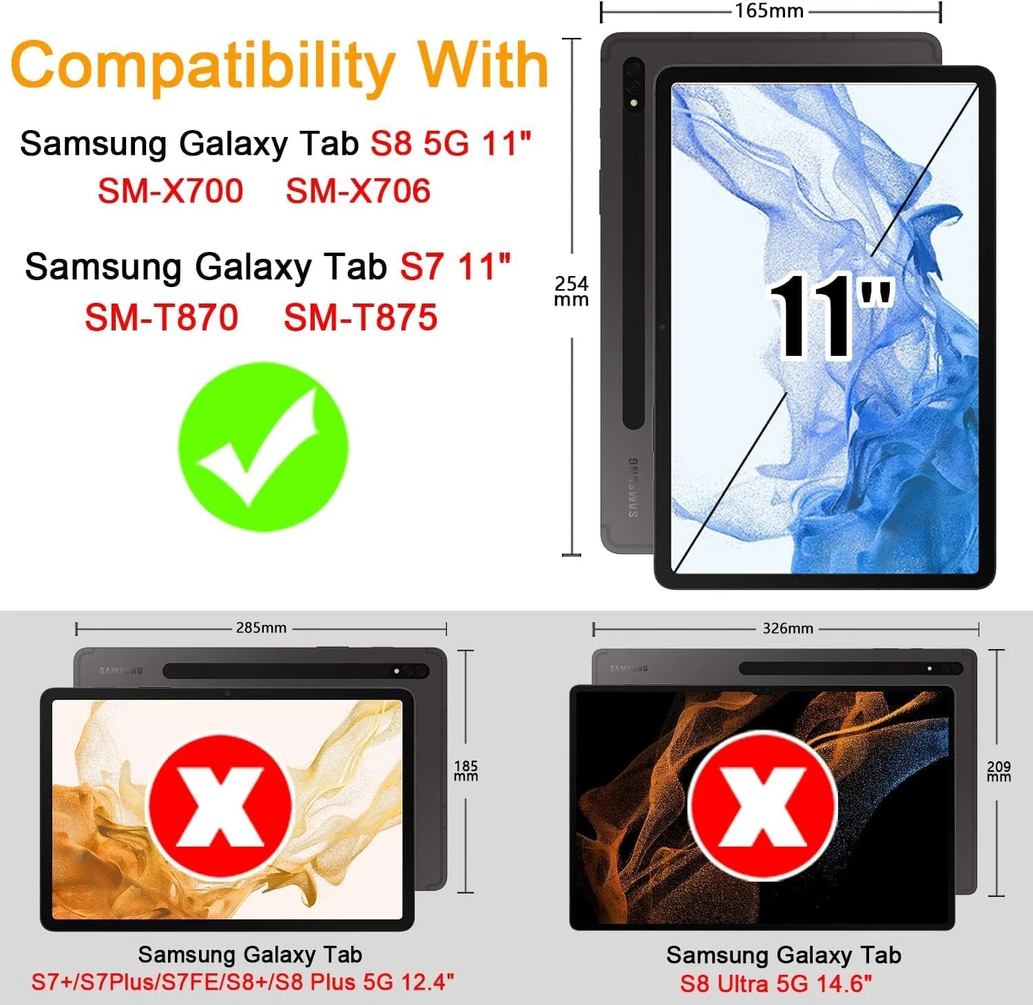 DL3 Mobilak Case Compatible with Samsung Galaxy Tab S8 2022/Samsung Galaxy Tab S7 2020 11 Inch, Ultra Thin Silicone Air-Corners Shockproof Back Shell HD TPU Protective Cover - Clear