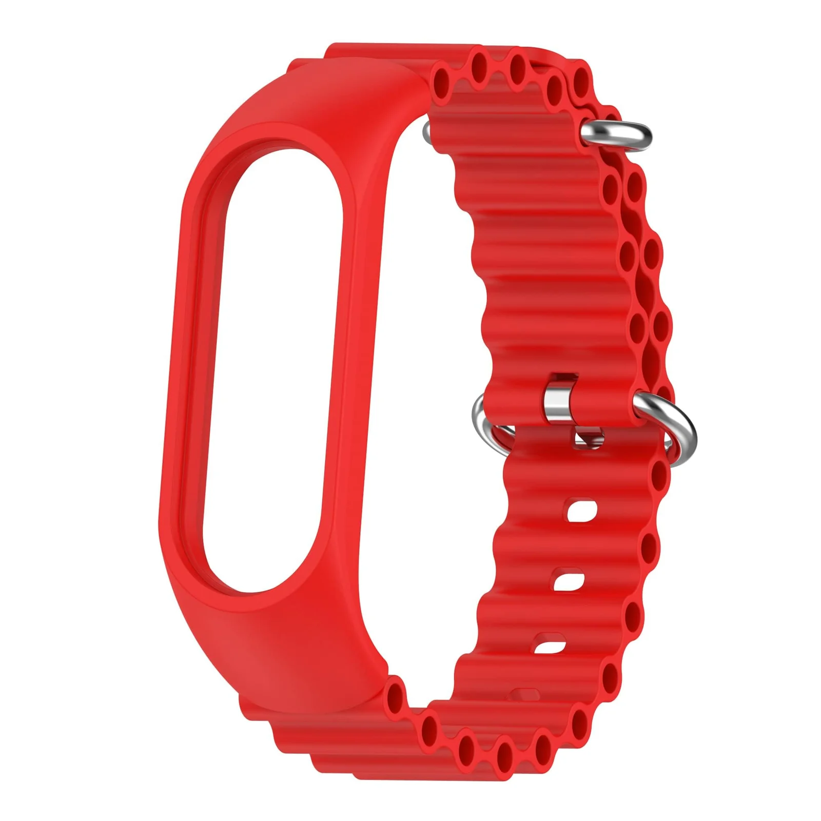 DL3 MOBILAK Ocean Band for Xiaomi Mi Band 7/Mi Band 6/Mi Band 5/Mi Band 4/Mi Band 3,Adjustable Silicone Stretchy Sport Strap Women Men Replacement Wristband - Red