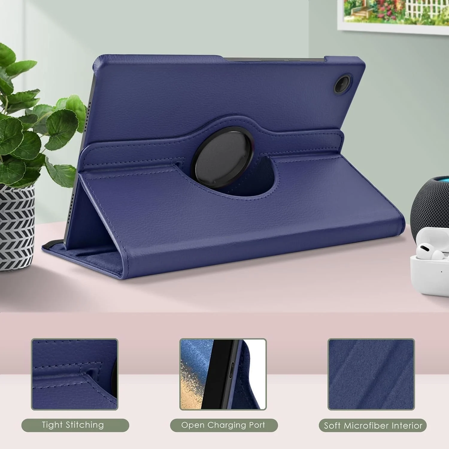DL3 Mobilak Protective Cover for iPad (A16) 11th/10th Generation (2025/2022), 360° Rotatable Smart Stand, Leather Folio Flip Cover with Multi-Angle Viewing, Auto Wake Sleep - Blue