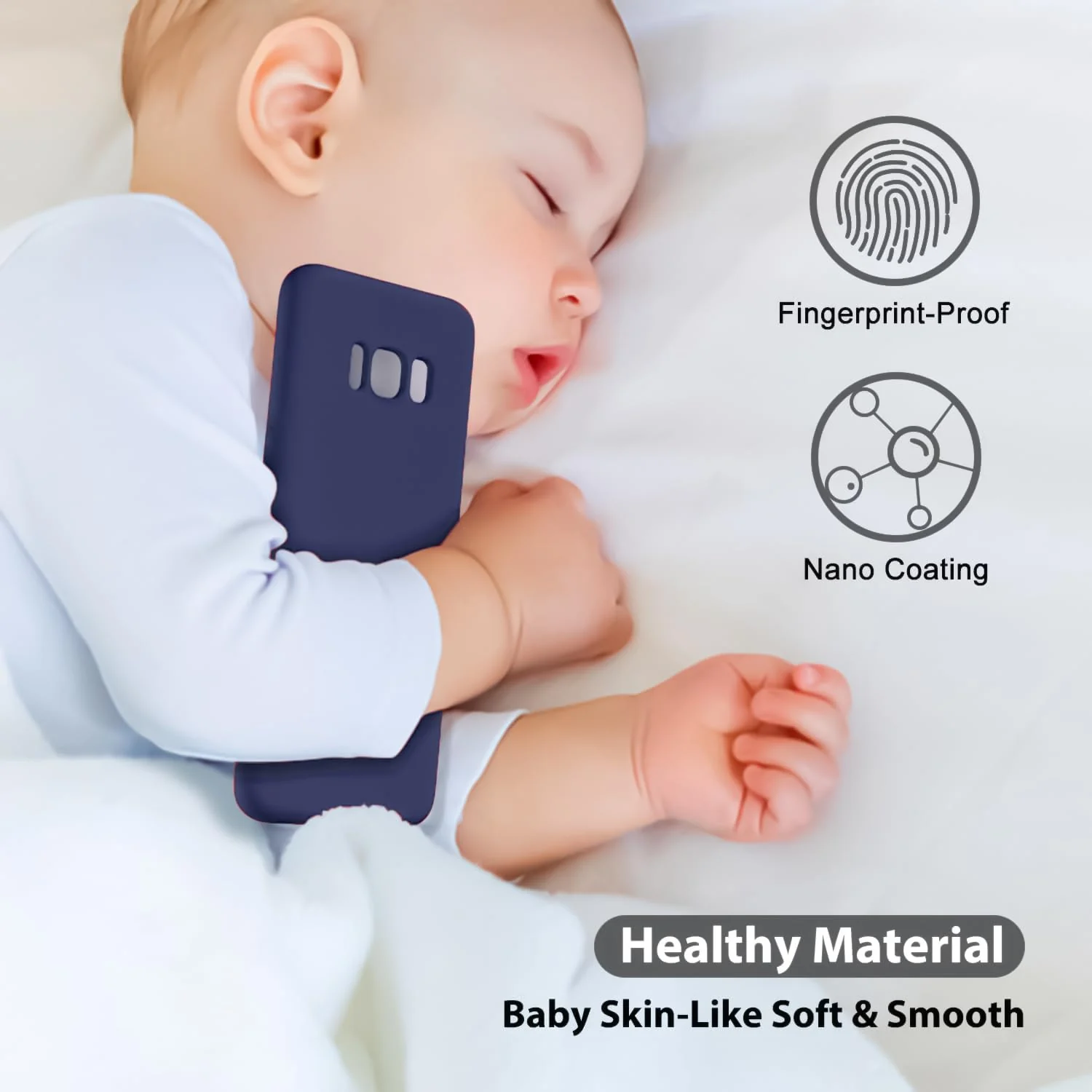 DL3 Mobilak Liquid Silicone Protective Case with Soft Microfiber Lining with Full Camera Protection for Samsung Galaxy S8+ Plus - Blue 2