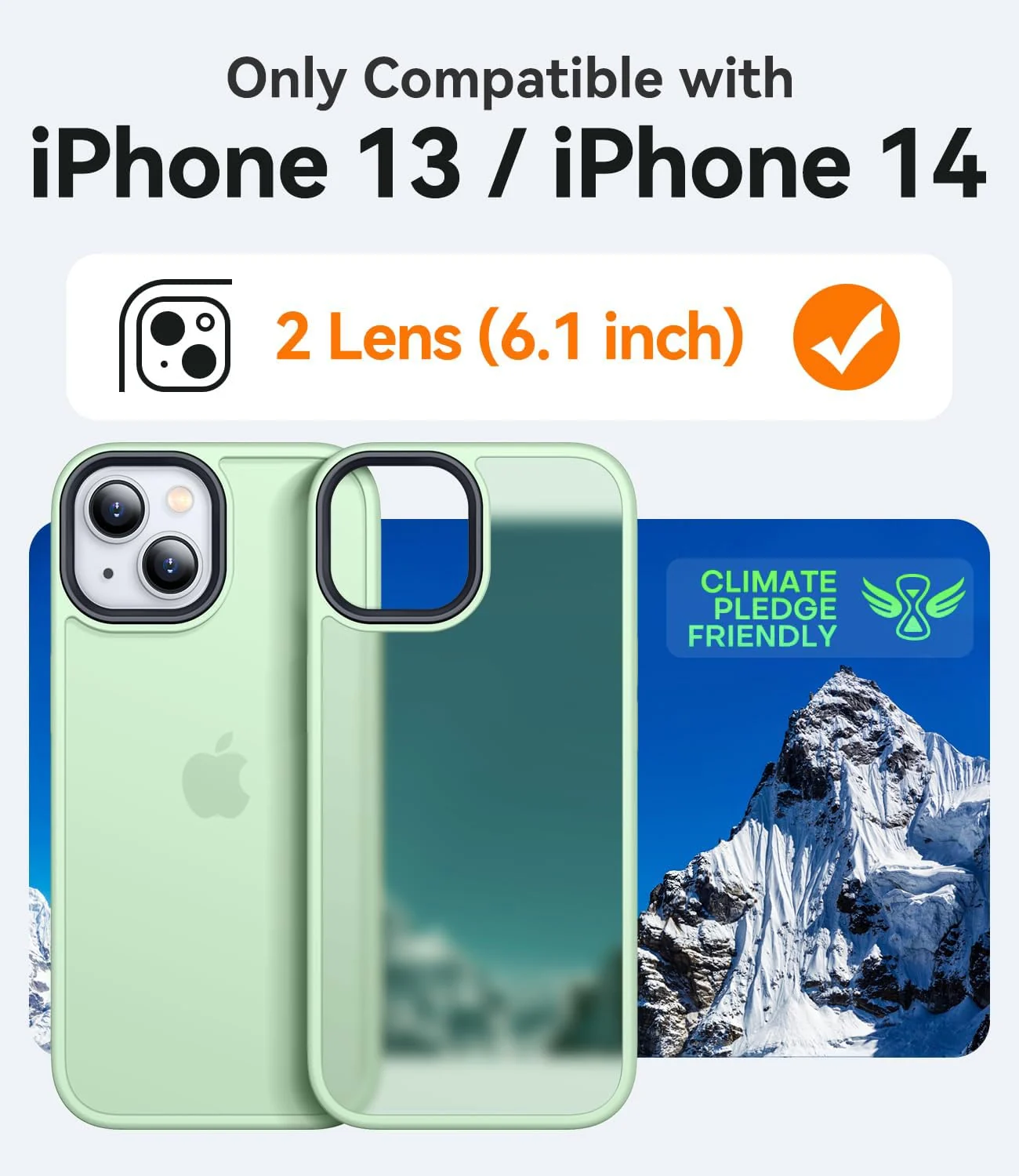 DL3 Mobilak Matte Protective Case for iPhone 13 / iPhone 14 with Camera Protection and Shockproof Design - Matcha Green