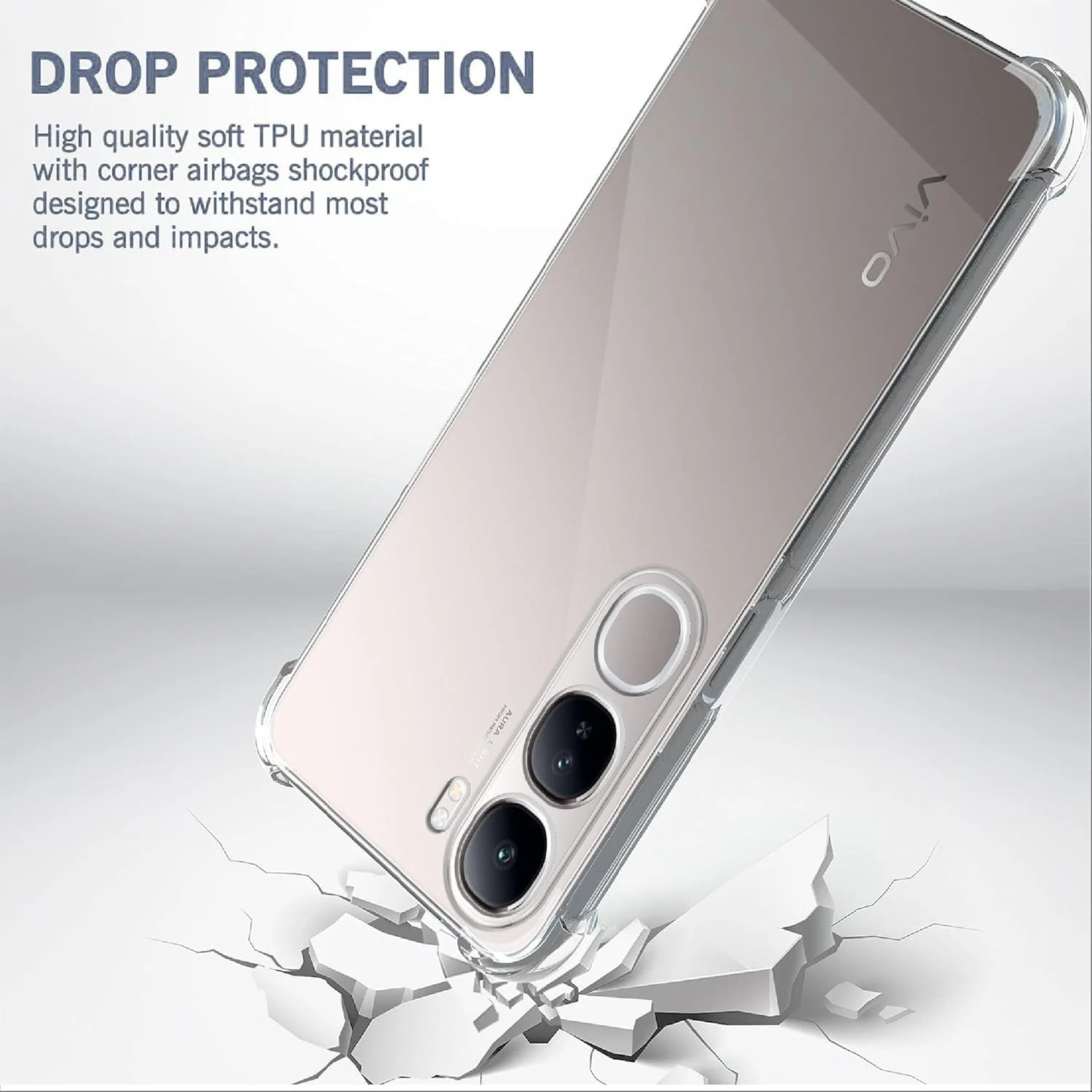 DL3 Mobilak Clear TPU Case for vivo Y19S, Camera protection, Shock-absorbing protection, Scratch-resistant surface - Clear