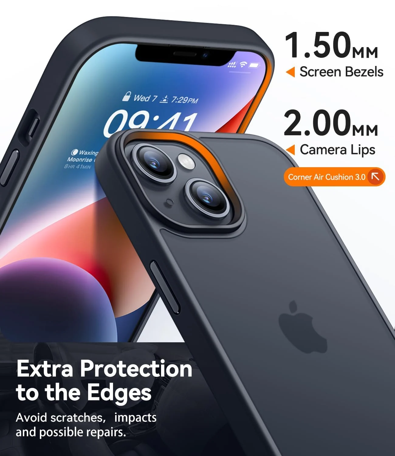 DL3 Mobilak Matte Protective Case for iPhone 13 / iPhone 14 with Camera Protection and Shockproof Design - Black