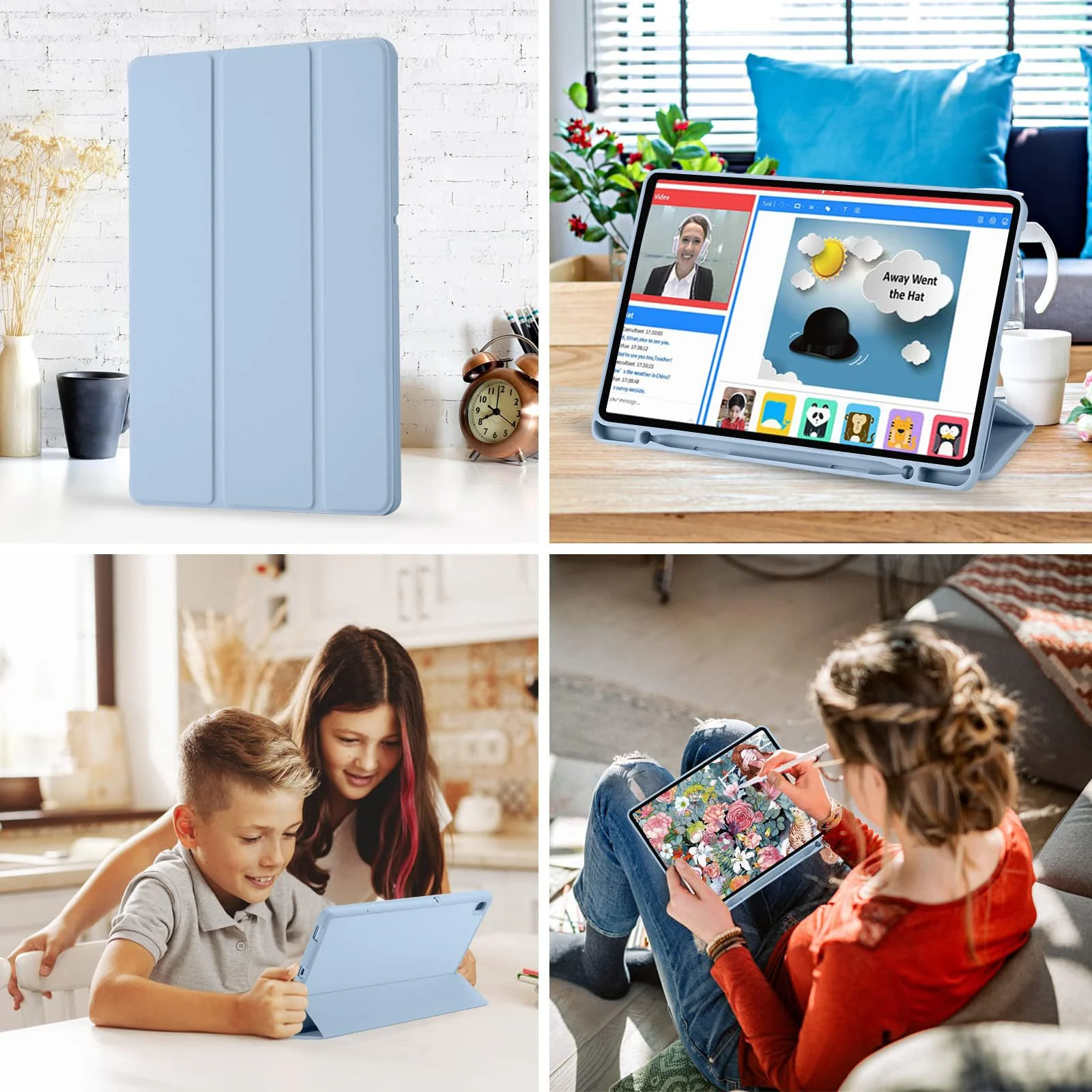 DL3 Mobilak Xiaomi Pad 6/Pad 6 Pro Case with Pen Holder 11.0 inch 2023, Soft TPU Back Trifold Stand Protective Smart Cover Flip for Xiaomi Pad 6/Pad 6 Pro, Auto Wake&Sleep - Sky Blue