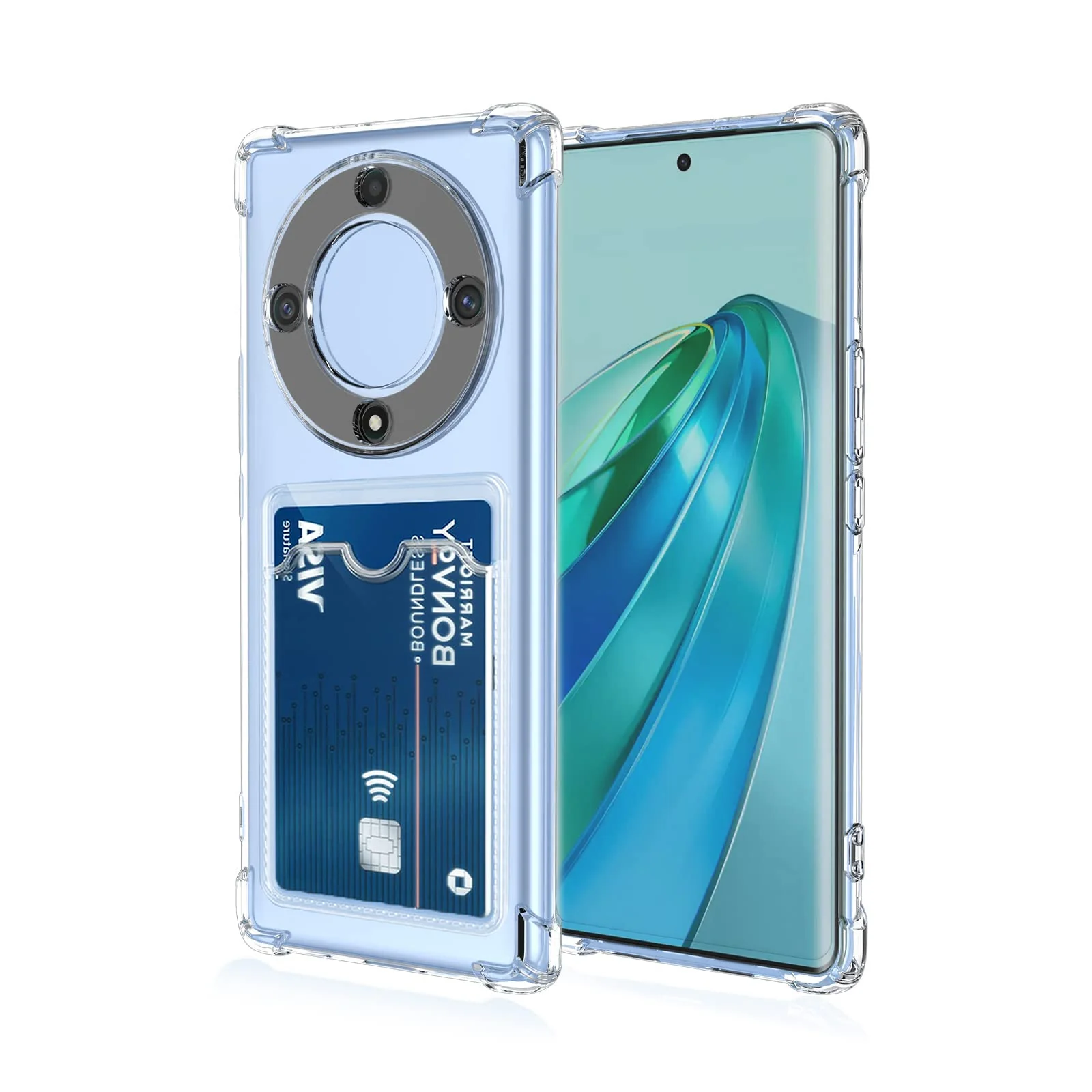 DL3 Mobilak Clear TPU Wallet Case with Card Slot and Camera Protection for Honor X9a 5G / Honor Magic 5 Lite - Transparent