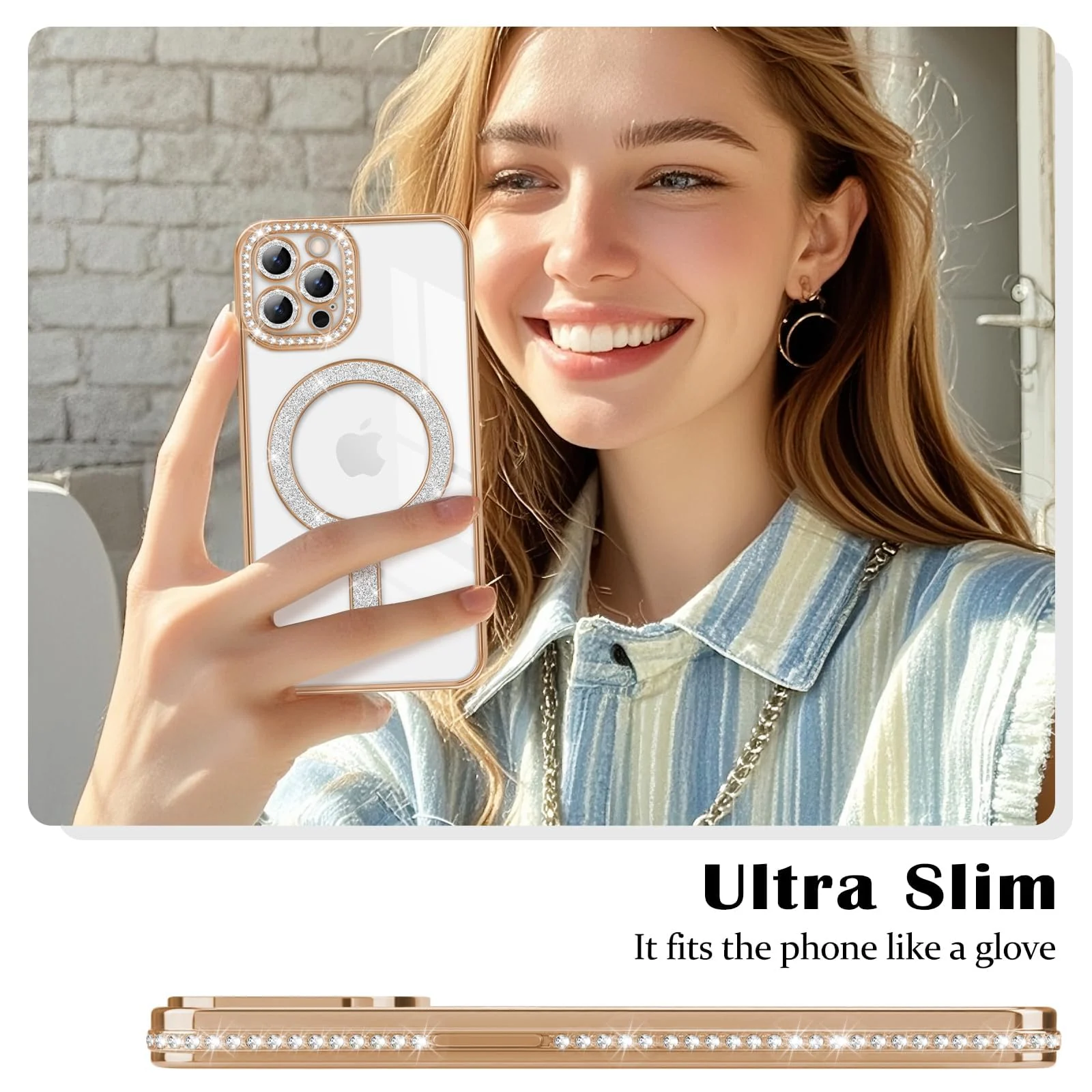 DL3 Mobilak MagSafe-Compatible Magnetic Case for iPhone 11 Pro with Camera Protection and Magnetic Car-Mount Support - Gold