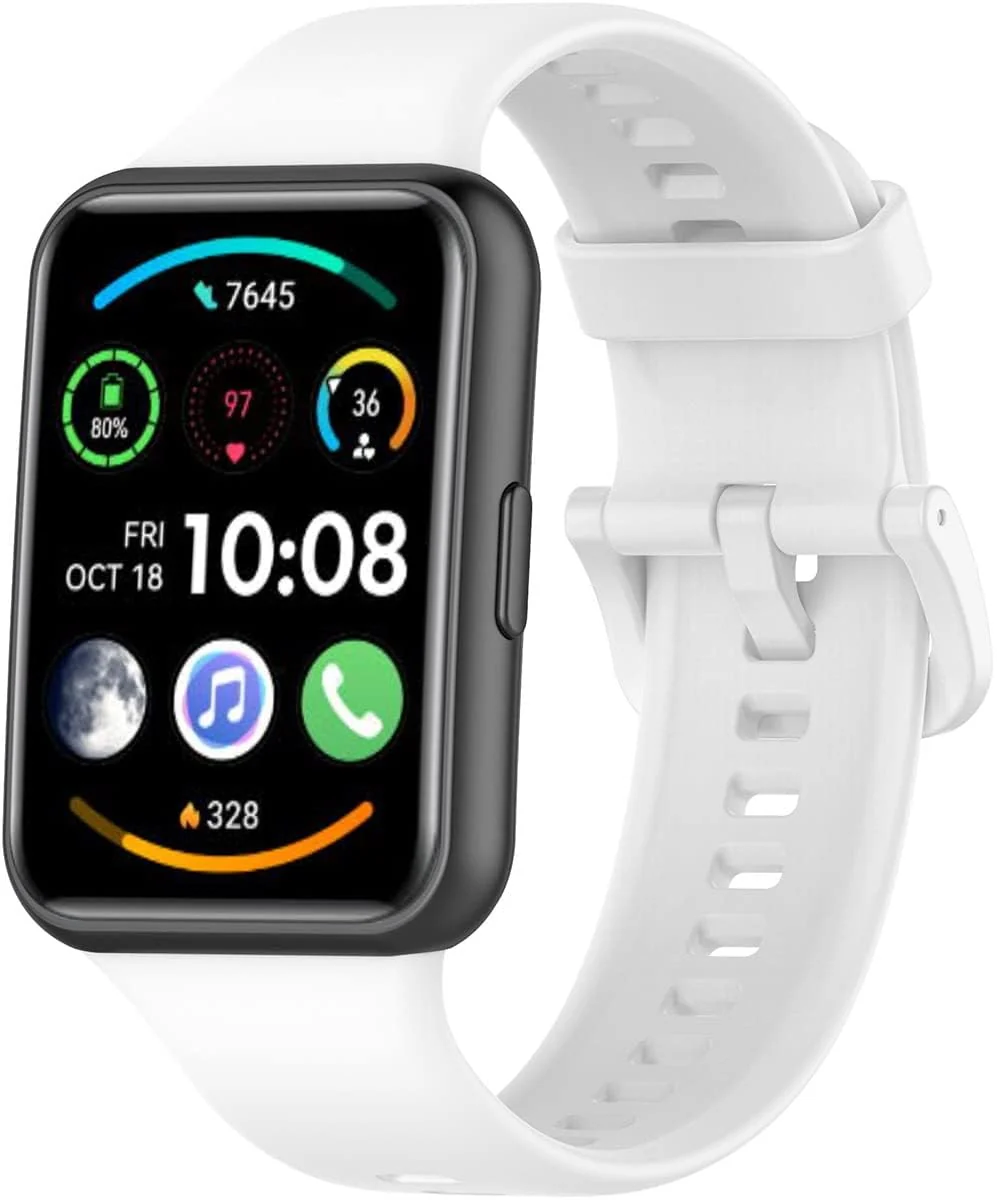 DL3 Mobilak Silicone Strap Compatible With Huawei Watch Fit 2, Sport Band Wristband Bracelet - White