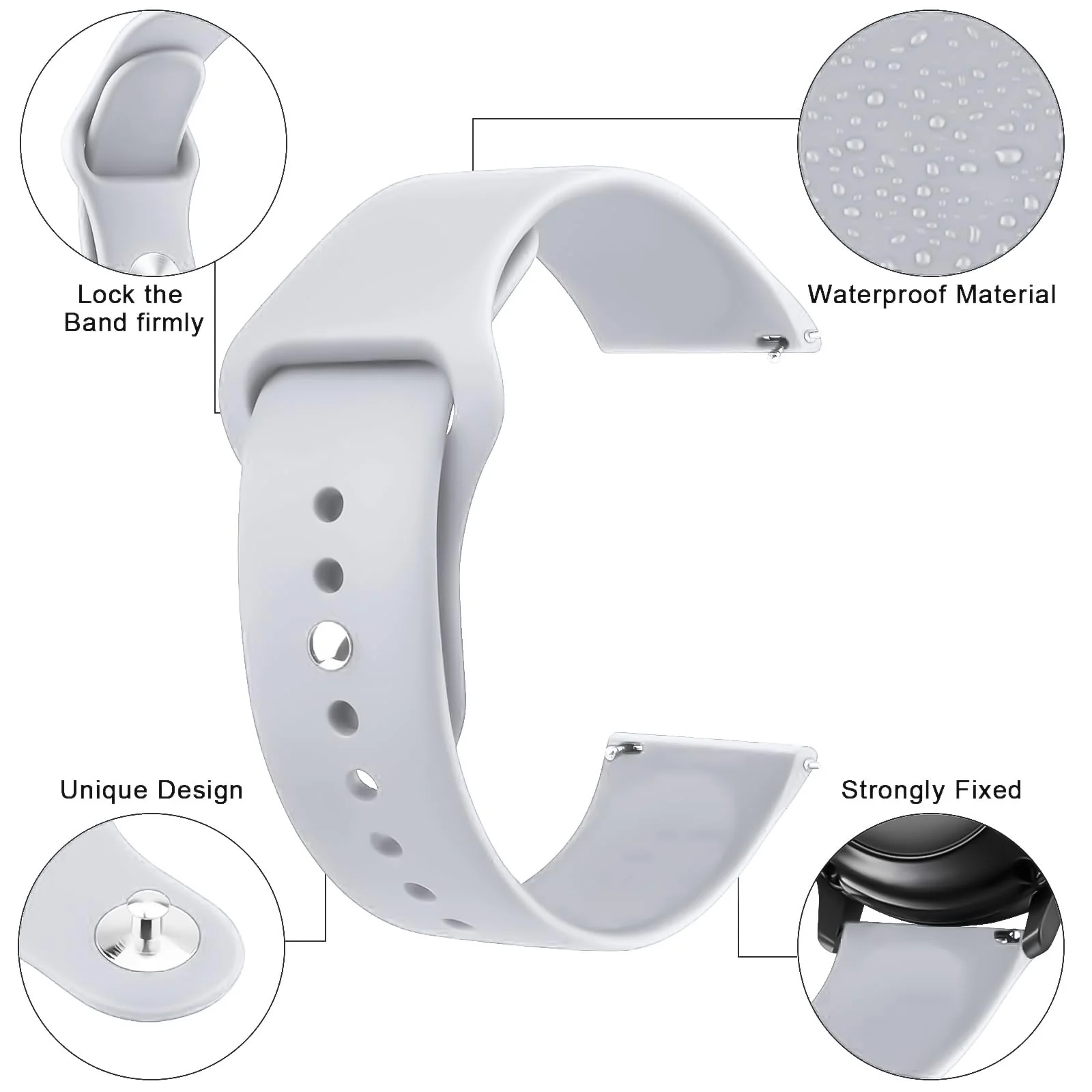 DL3 Mobilak Straps Compatible with Xiaomi Redmi Watch 5 Active/Redmi Watch 5 Lite Bracelets for Men Women, 22mm Soft Silicone Strap, Waterproof Adjustable Band Sports Replacement - Light Gray
