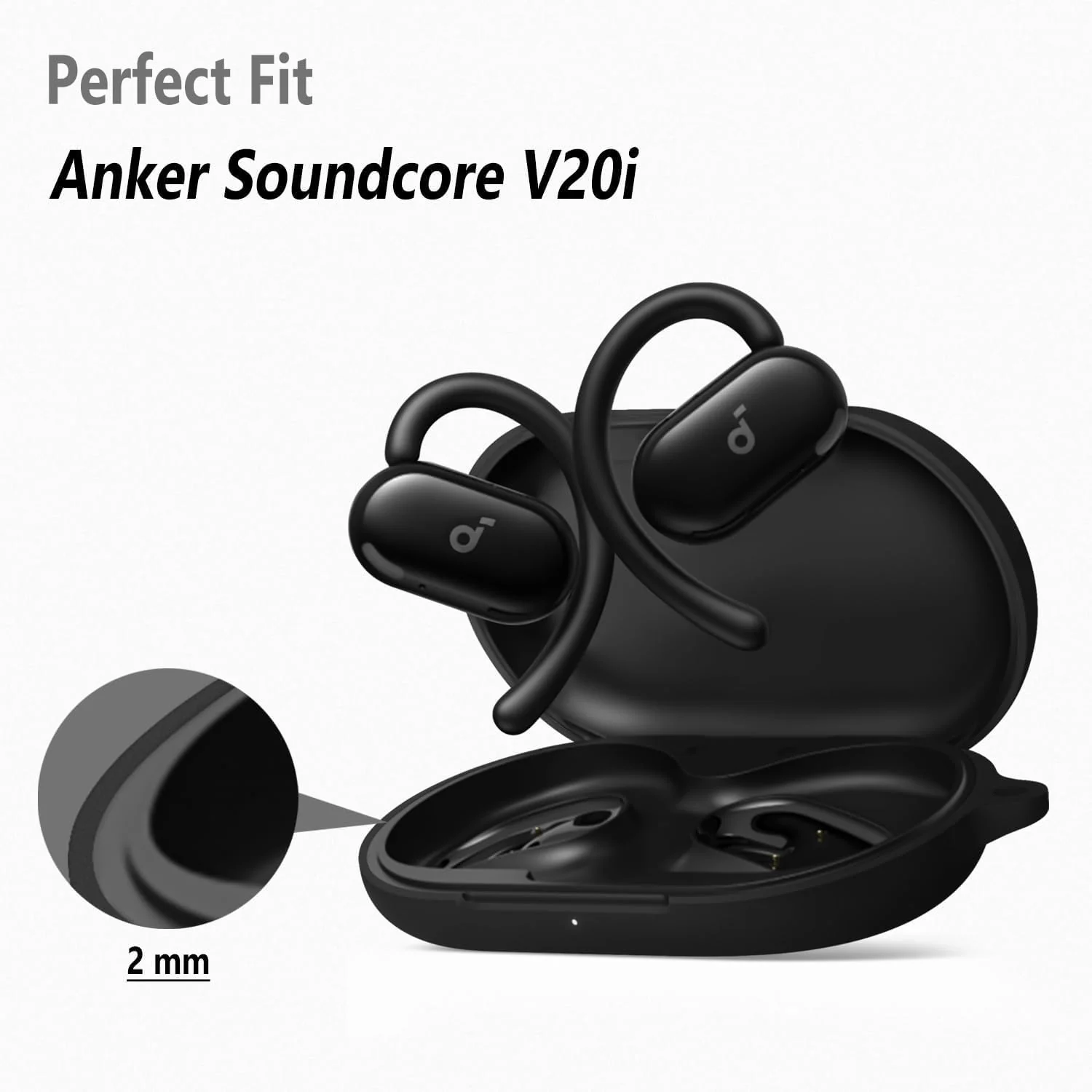 DL3 Mobilak Compatible with Anker SoundCore V20i Case Cover, Soft Silicone Shockproof Protective Case Wireless Earbuds with Carabiner, Front LED Visible - Green