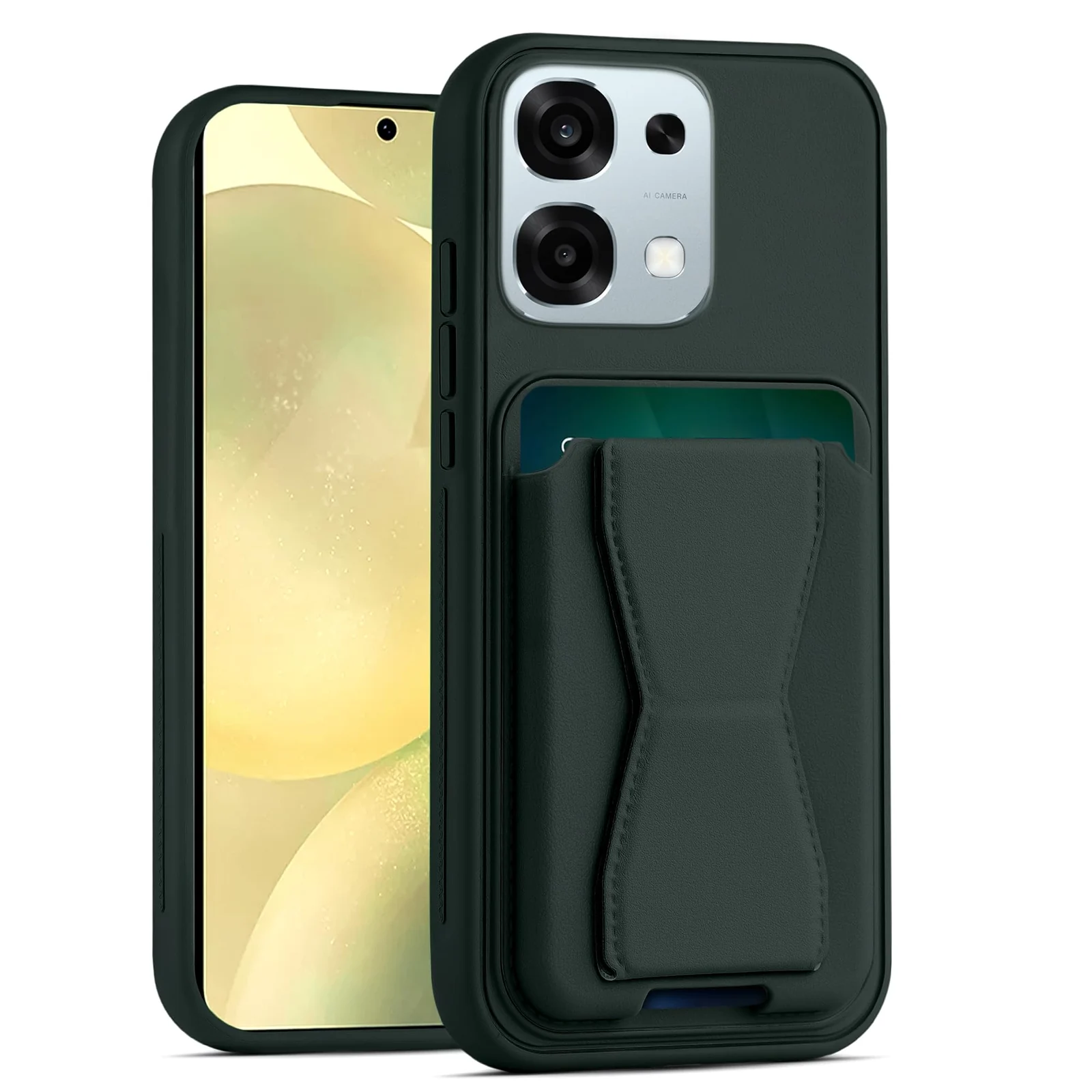 DL3 Mobilak Leather Wallet Case for OPPO A6 Pro 5G / 4G, Camera protection, Shock-absorbing protection, Built-in kickstand - Dark Green
