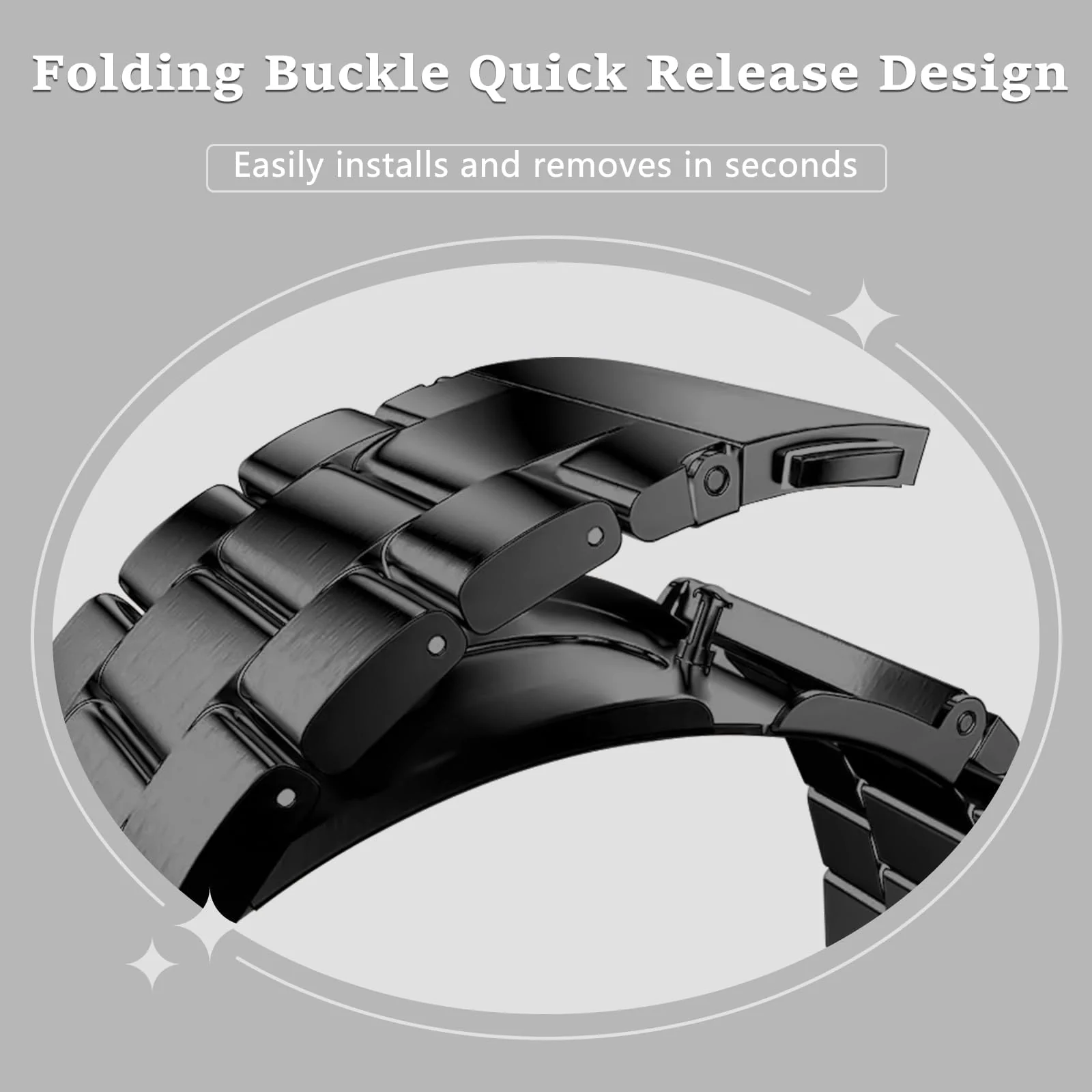 DL3 Mobilak Metal Straps Compatible with Huawei Watch Fit 3/Fit 4/Fit 4 Pro Strap, Stainless Steel Replacement Band with Folding Clasp, Adjustable Replacement Bracelet Wristband - Black