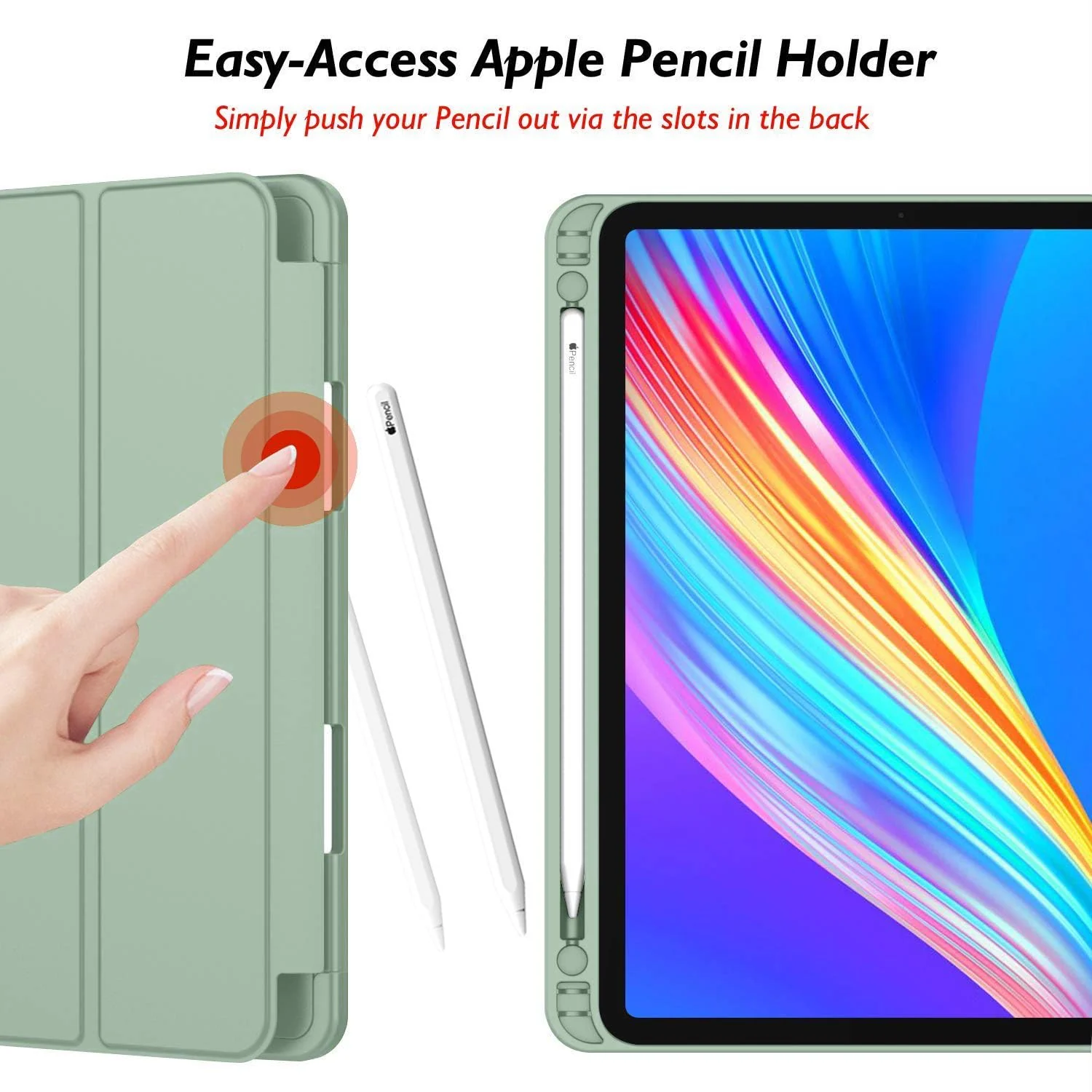 DL3 Mobilak New iPad Pro 12.9 Inch Case 2022/2021/2020(6th/5th/4th Gen) with Pencil Holder, Smart iPad Case [Support Touch ID and Auto Wake/Sleep] with Auto 2nd Gen Pencil Charging - Mint Green