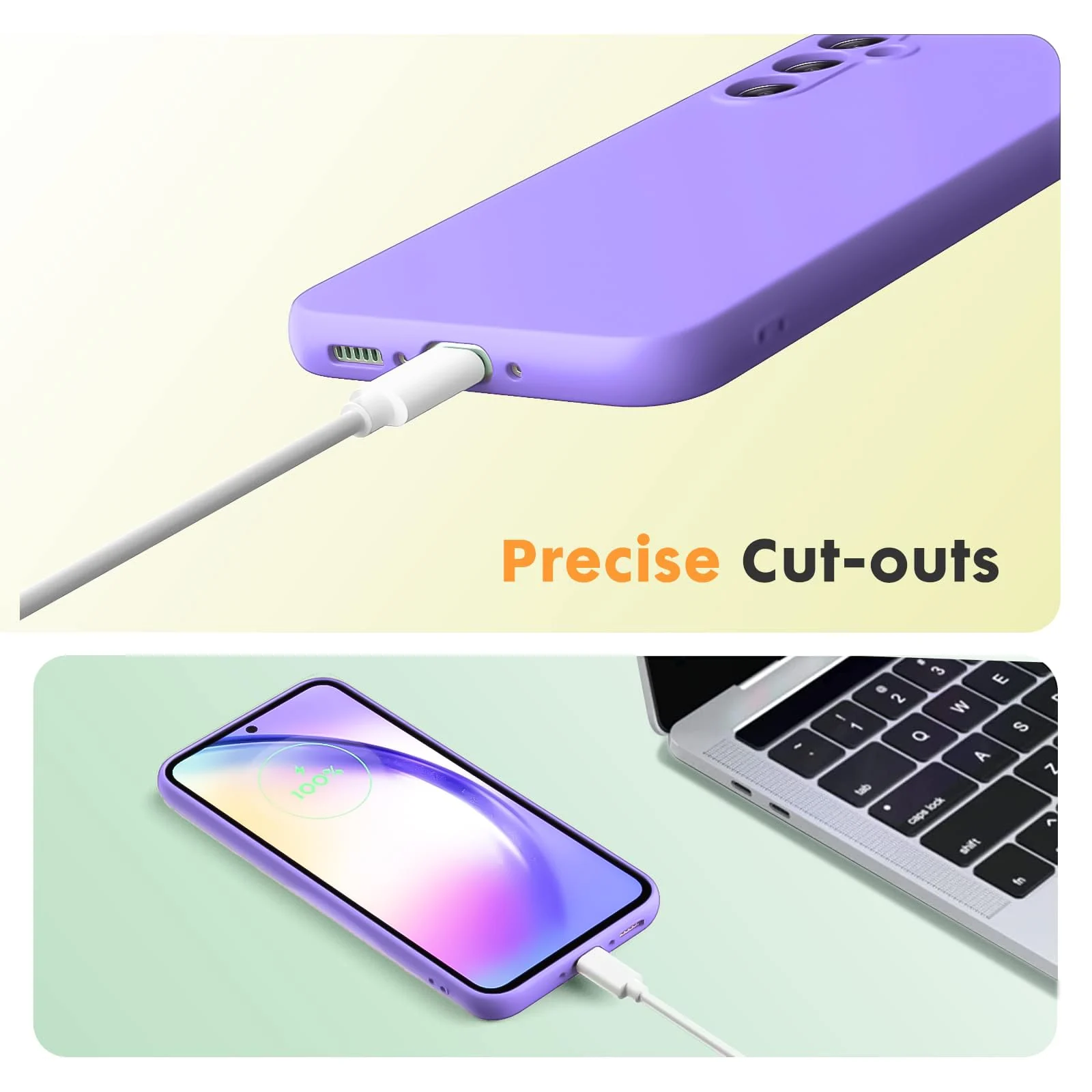 DL3 Mobilak Samsung Galaxy A24 4G Case, Soft Flexible Silicone Gel Rubber Bumper Cover, Full Body Shockproof Protective Phone Case - Light Purple