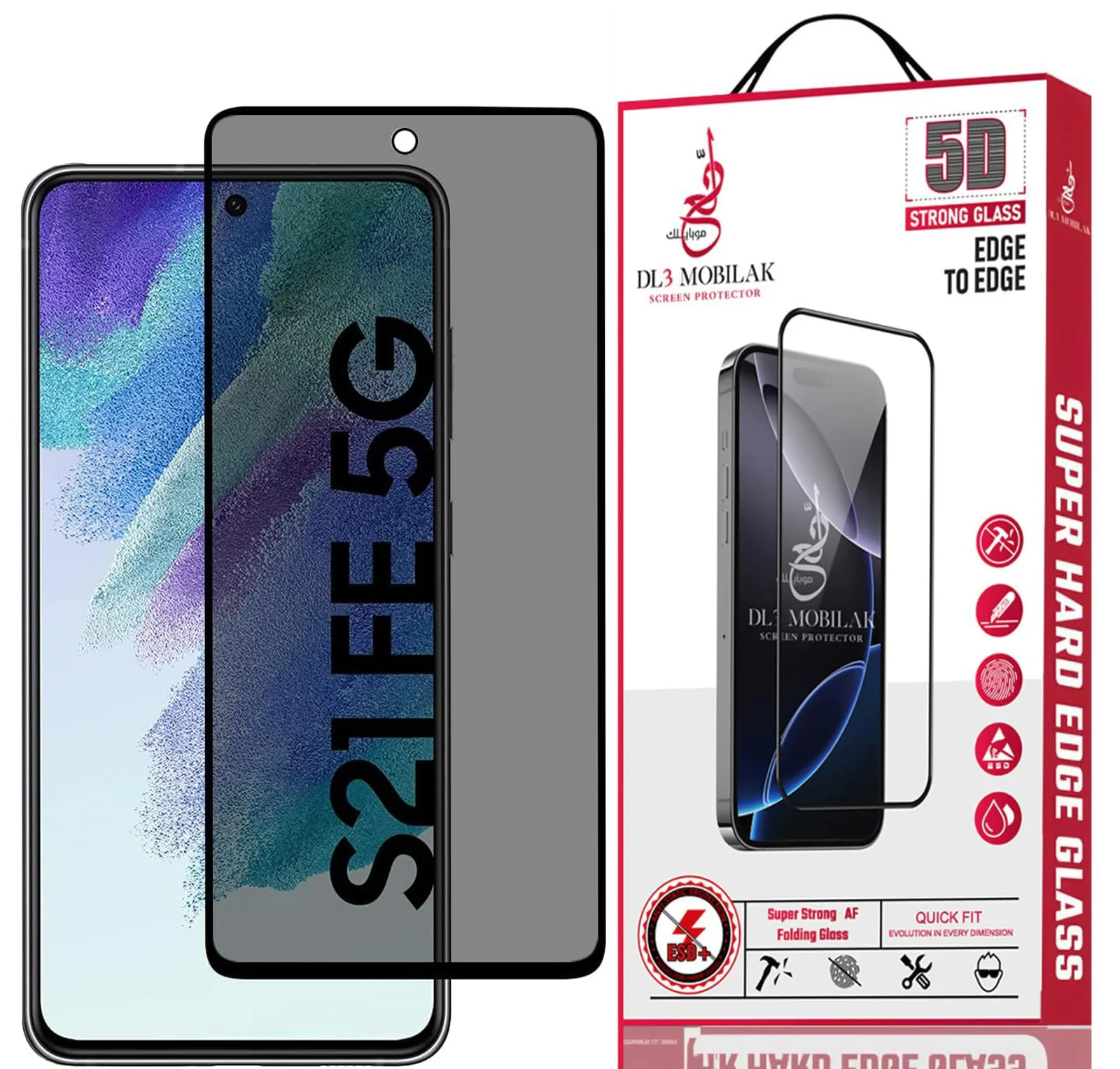 DL3 MOBILAK Anti-Spy 9H Tempered Glass Screen Protector for Samsung Galaxy S21 FE 5G - Black