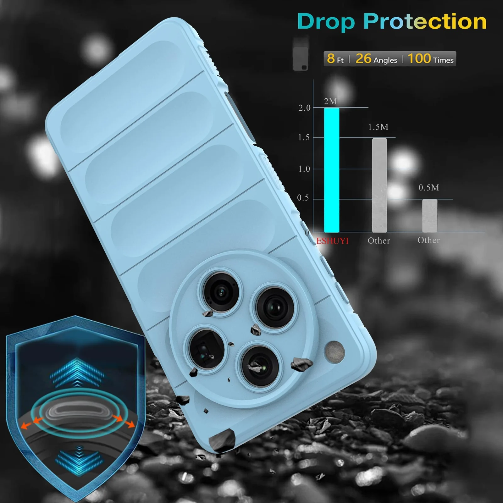 DL3 Mobilak Flexible Silicone and TPU Protective Case with Camera Protection for OPPO Find X8 Pro - Baby Blue