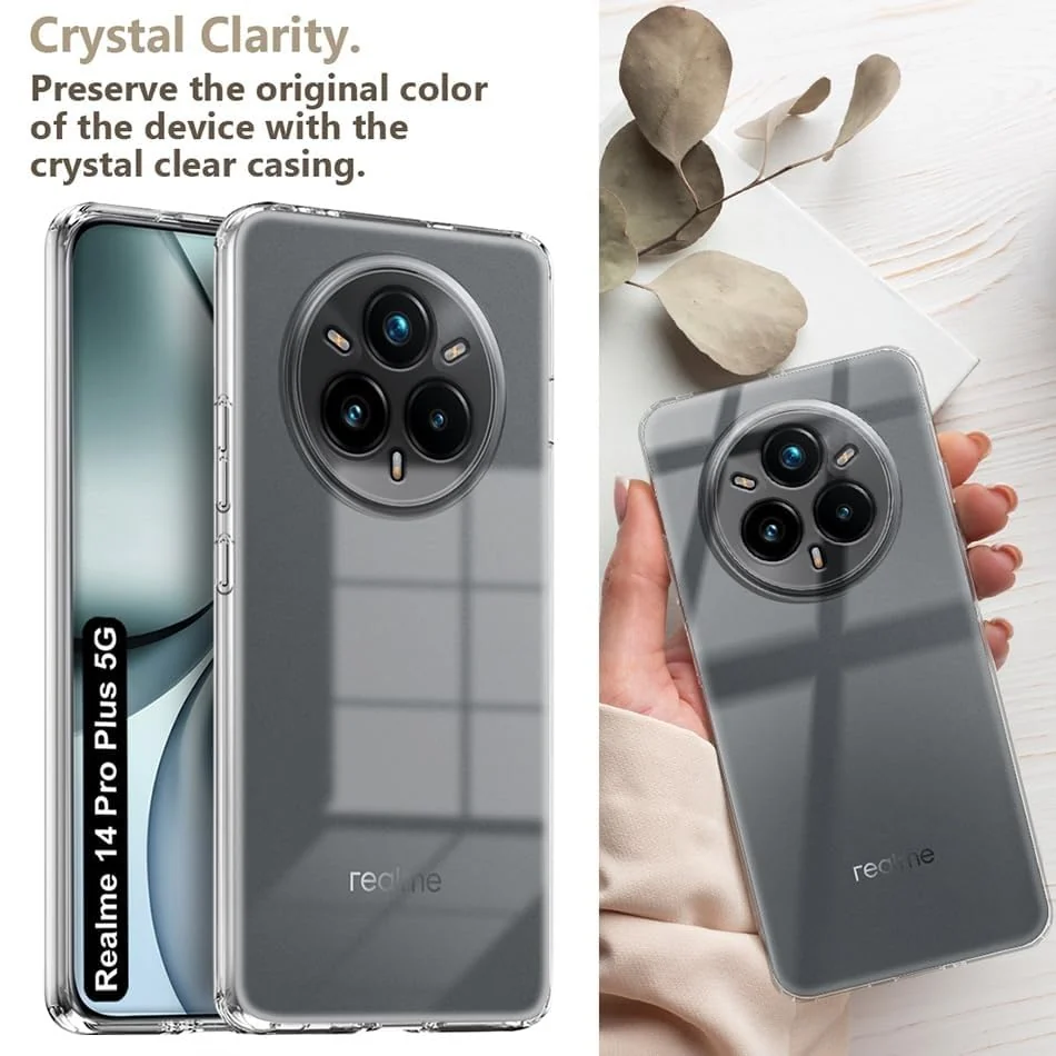 DL3 Mobilak Case Compatible with realme 14 PRO+ 5G / realme 14 PRO Plus 5G, Case Crystal Soft TPU Gel Case Flexible Silicone Anti-Scratch Camera Protection TPU Cover - Clear