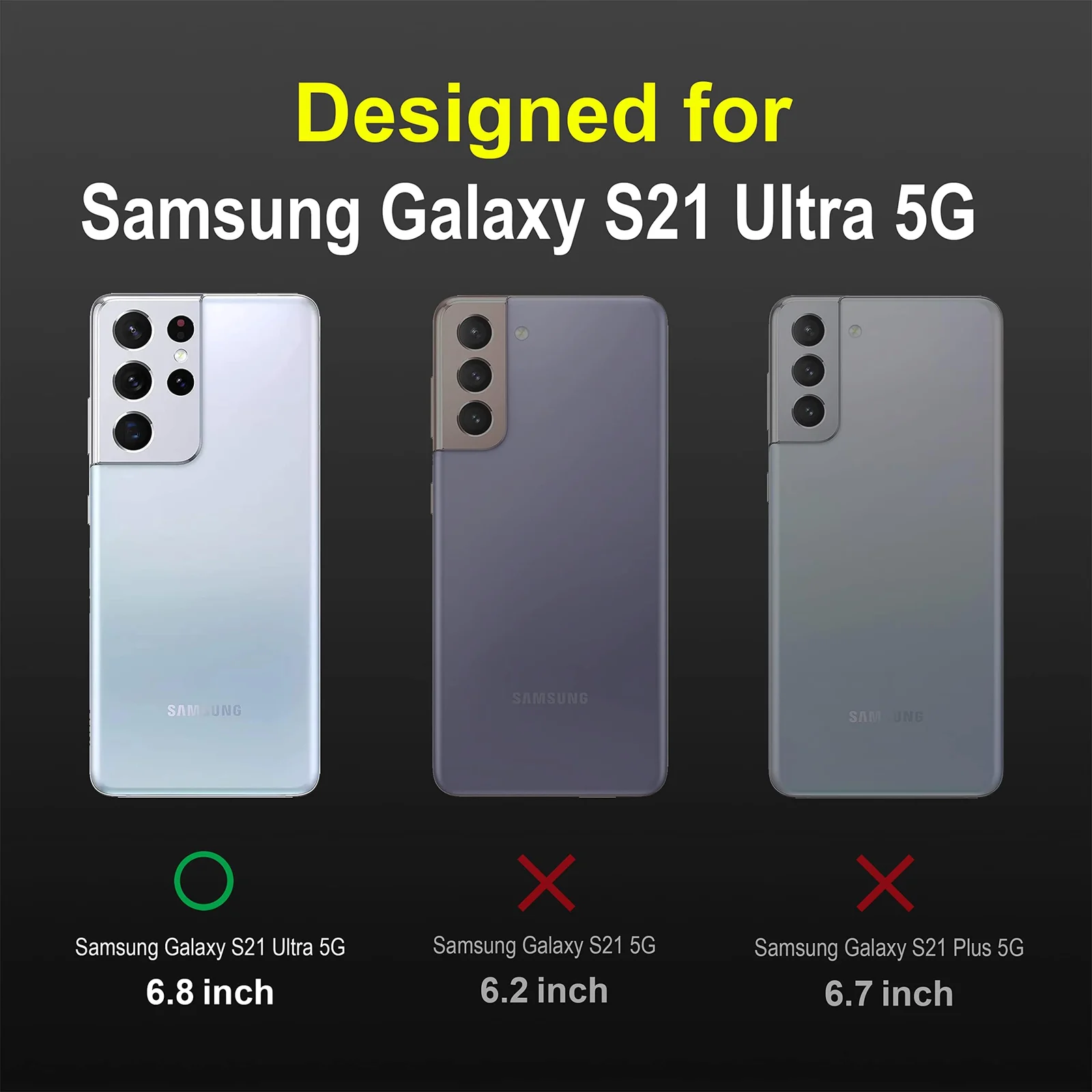 DL3 Mobilak Silicone Case for Samsung Galaxy S21 Ultra Heavy Duty Protective [Slim Fit] Shockproof Soft Flexible Protective Design Shock-Absorption TPU Cover With Camera Protection - Dark Gray