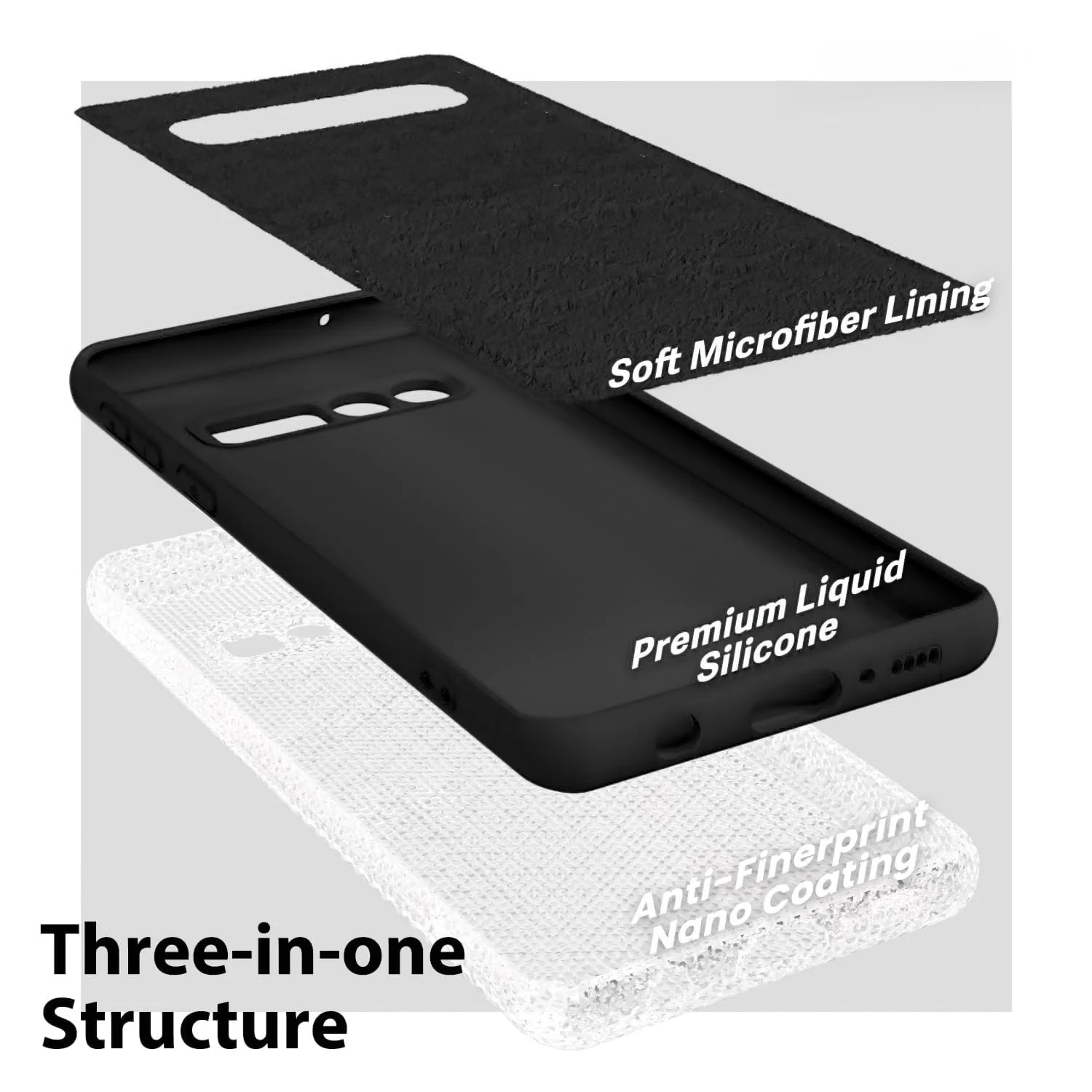 DL3 Mobilak Liquid Silicone Protective Case with Soft Microfiber Lining with Full Camera Protection for Samsung Galaxy S10+ Plus - Black