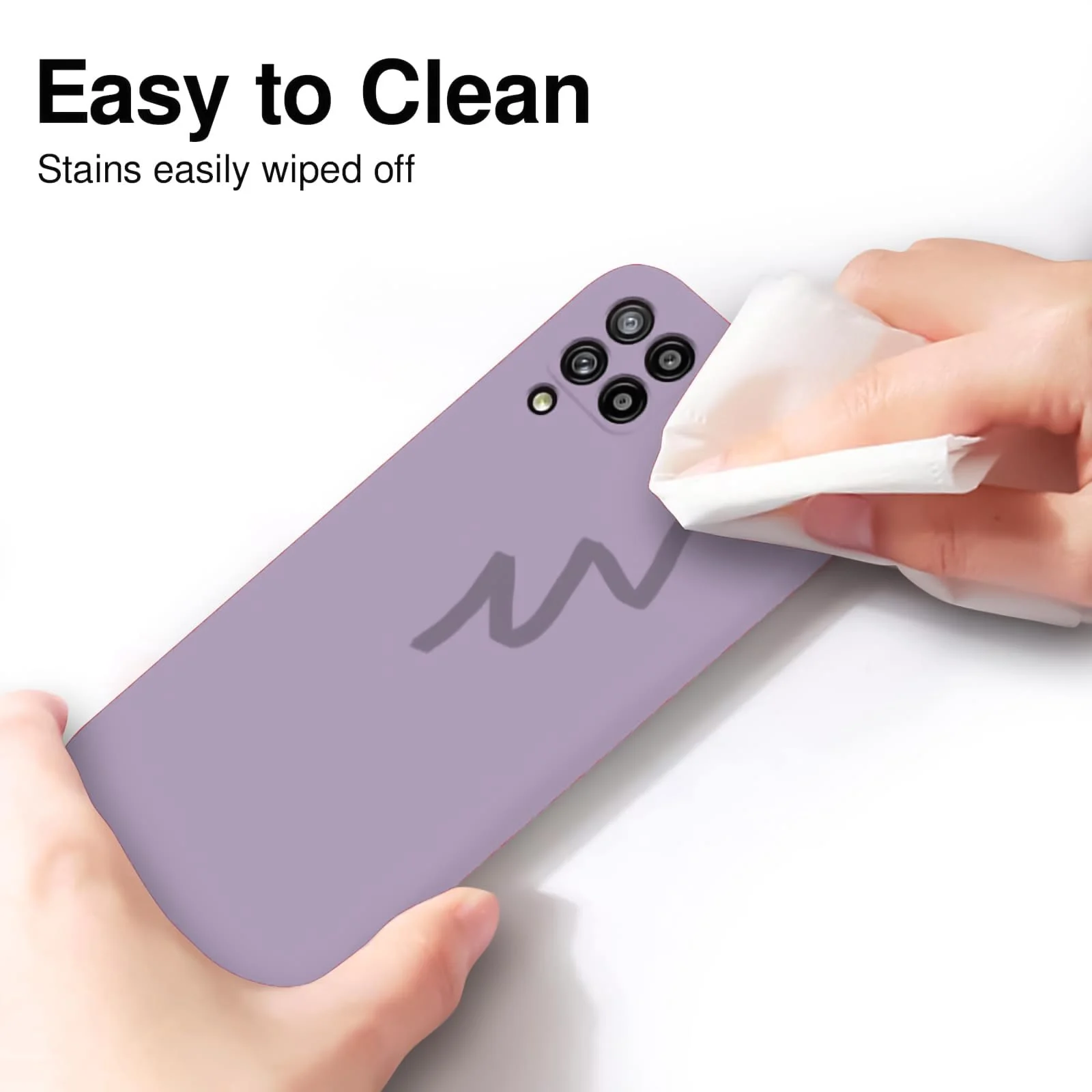 DL3 Mobilak Soft Silicone Protective Case for Samsung Galaxy A12 / M12 with Microfiber Lining and Shockproof Design - Lavender