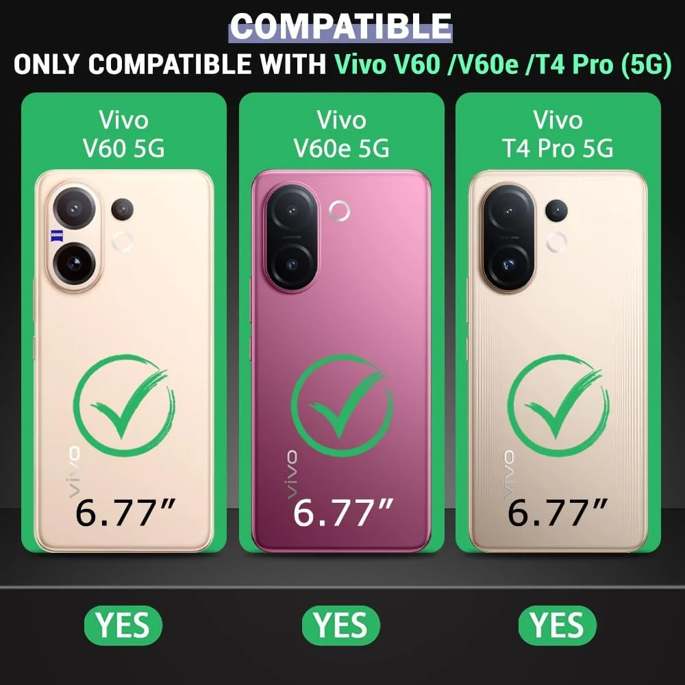 DL3 Mobilak Clear PC and TPU Protective Case for vivo V60 5G with Camera Protection and Military-Grade Protection - Black