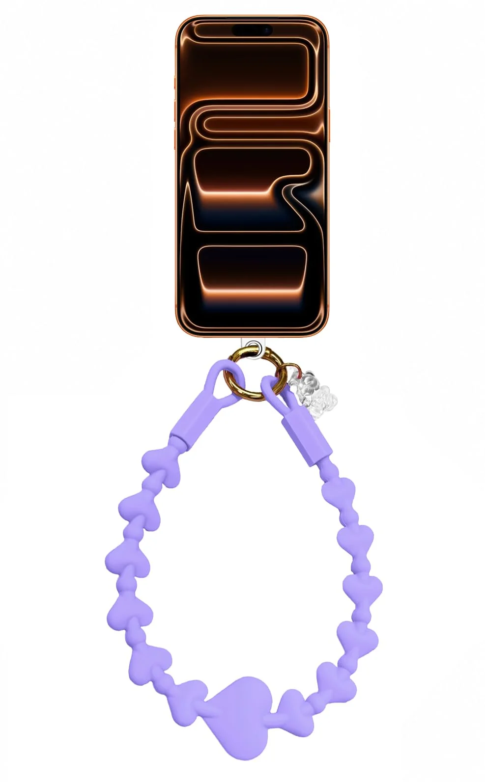 DL3 Mobilak Silicone Crystal Lanyard, 30cm Phone Wrist Strap Lanyard Keychain Office Wrist Strap with Clasp and Bear for Women Phone ID Card, Keys Strap - A-Light Purple