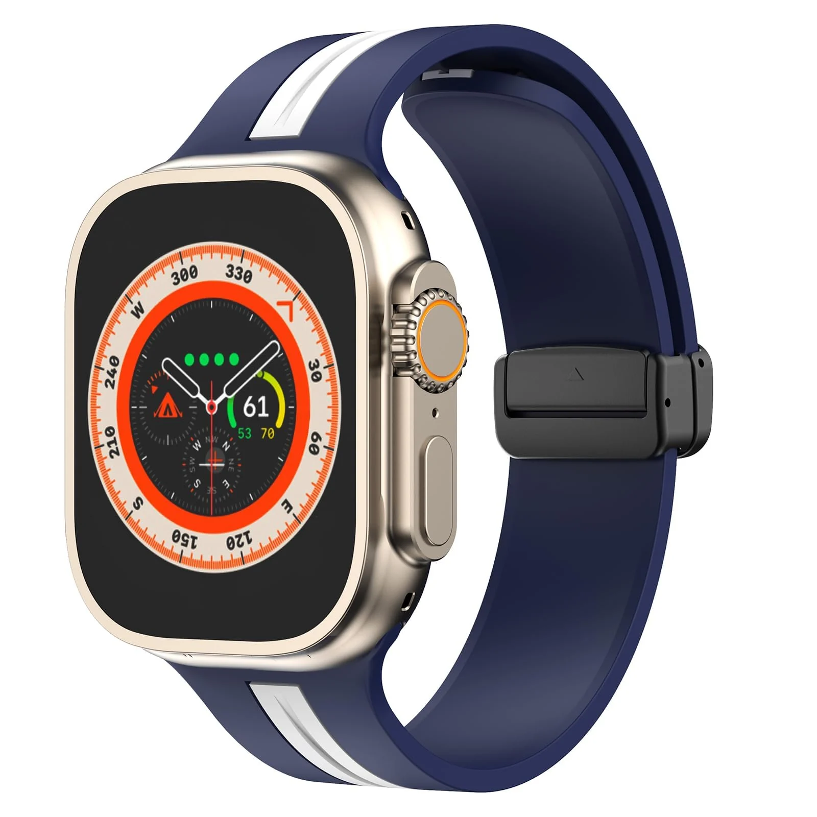 DL3 Mobilak Magnetic Strap for Apple Watch Band 49mm 45mm 44mm 41mm 40mm 38mm 42mm, Silicone Replacement Wristband Strap for iwatch Series 9 8/7/6/5/4/3/2/SE (38mm/40mm/41mm) - Blue White