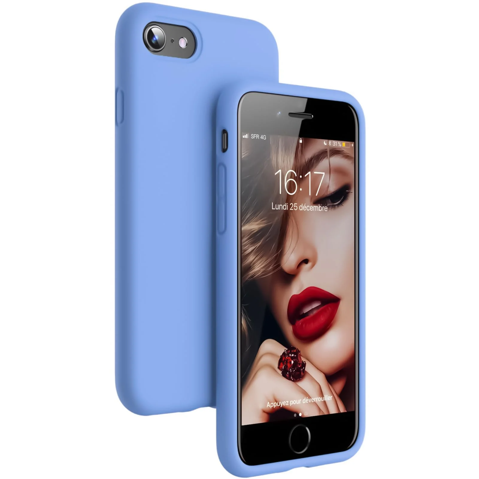 DL3 Mobilak Liquid Silicone Case for iPhone 6 / 6S, Shock-absorbing protection, Scratch-resistant surface, Soft microfiber lining - Light Blue