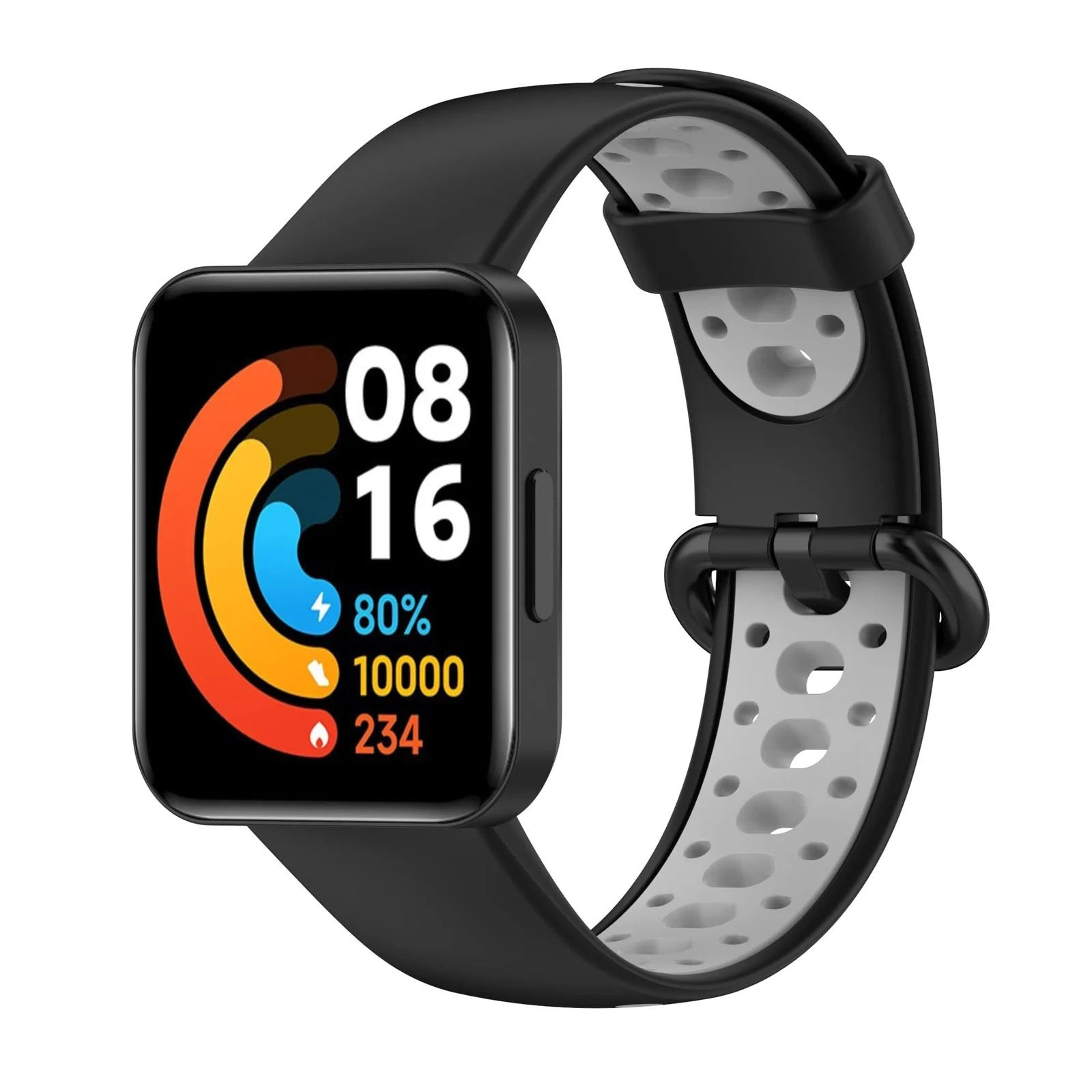 DL3 MOBILAK Strap Compatible with Xiaomi Redmi Watch 2 Lite/Poco Watch/Redmi Watch 2 / Horloge 2 Soft Replacement Sport Silicone Strap - Black Gray