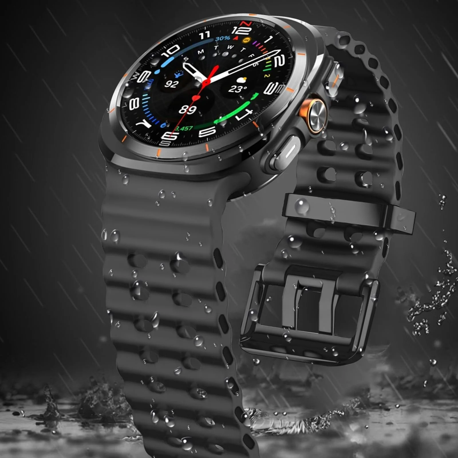 DL3 Mobilak Sport Band Compatible with Samsung Galaxy Watch Ultra Band 47mm Women Men, Breathable Soft Silicone Waterproof Watch Strap Accessories for Samsung Watch 7 Ultra Bands - Black