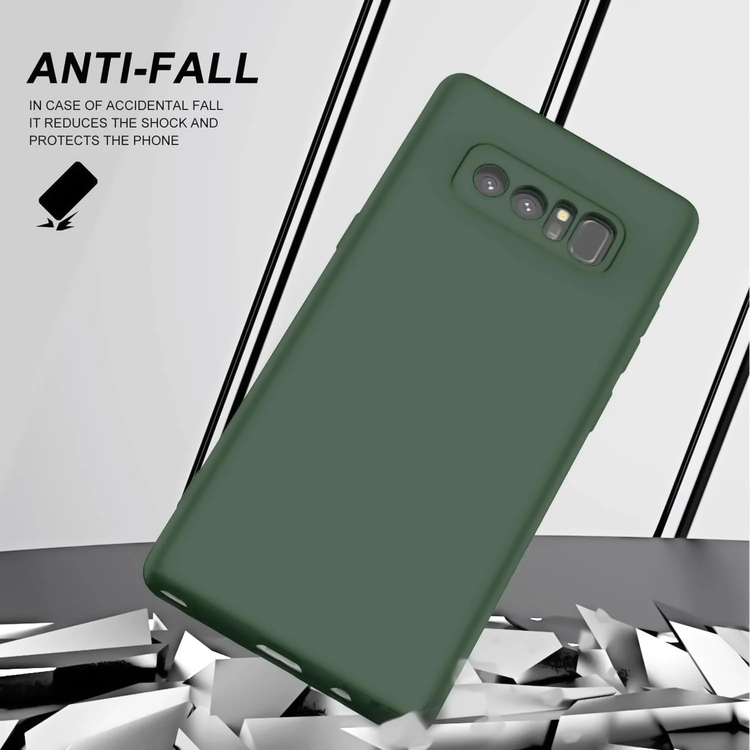 DL3 Mobilak Liquid Silicone Protective Case with Soft Microfiber Lining with Full Camera Protection for Samsung Galaxy Note 8 - Green
