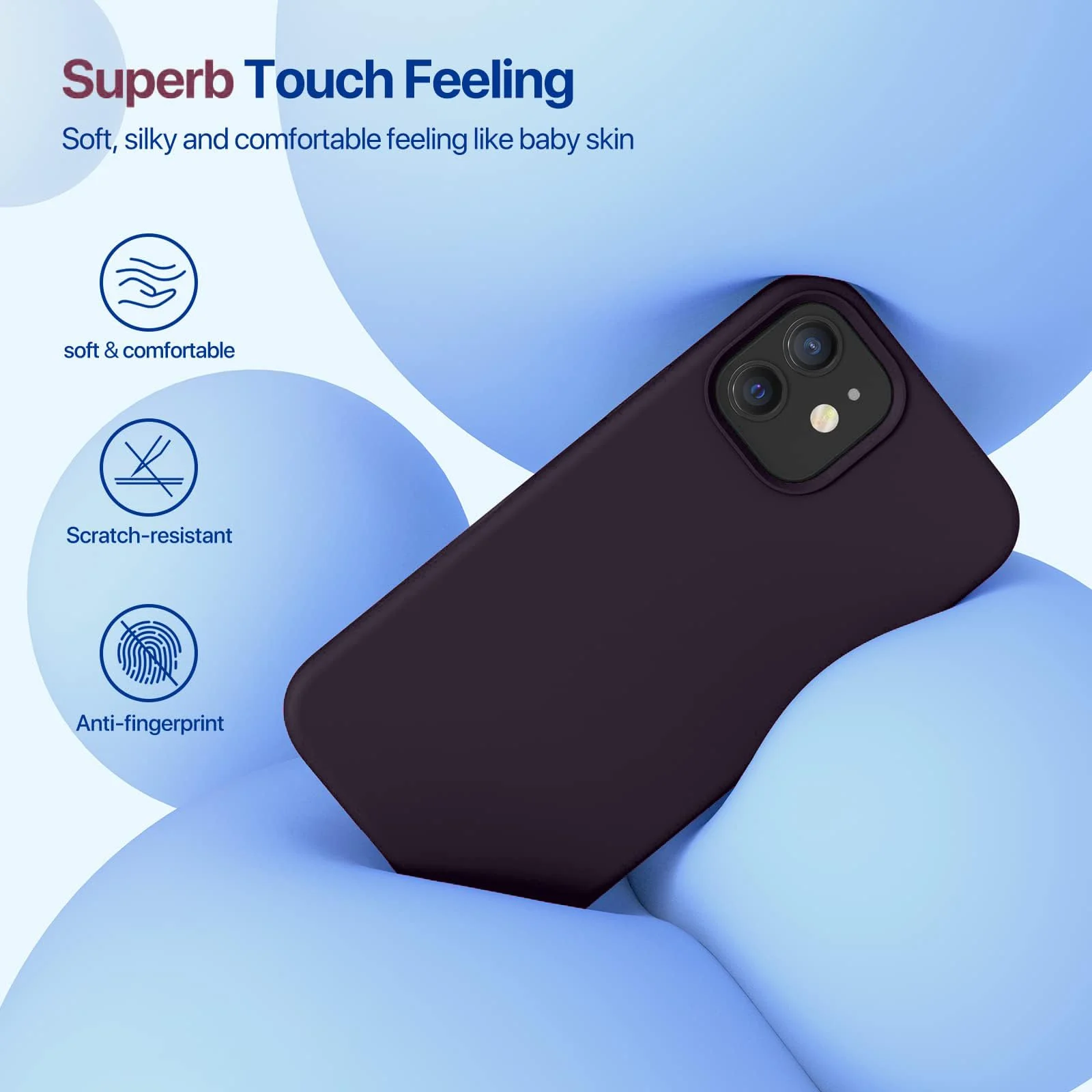 DL3 Mobilak Liquid Silicone Protective Case for iPhone 11 Pro (5.8 Inch) with Camera Protection and Microfiber Lining - Deep Purple