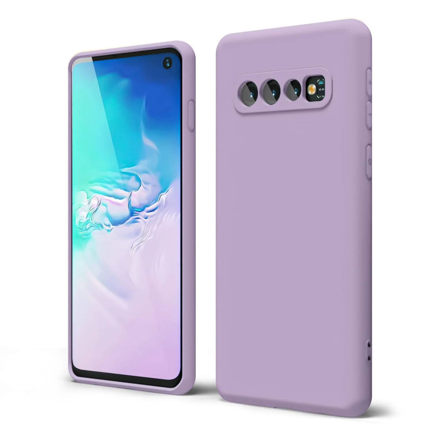 DL3 Mobilak Liquid Silicone Protective Case with Soft Microfiber Lining with Full Camera Protection for Samsung Galaxy S10+ Plus - Lavender
