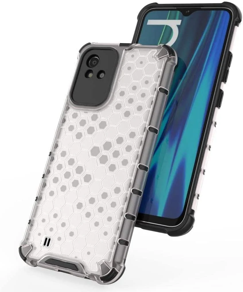 DL3 Mobilak Honeycomb Protective Case for realme Narzo 50i, realme C20 / C11 2021, Shock-absorbing protection, Transparent design, Slim, lightweight profile - Clear