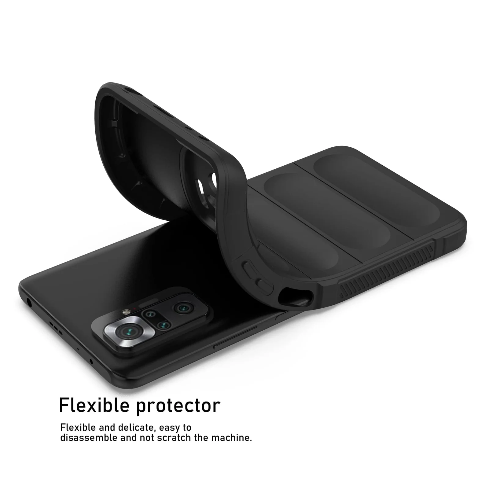 DL3 Mobilak Flexible Silicone and TPU Protective Case with Camera Protection for Xiaomi Redmi Note 10 Pro / Note 10 Pro Max - Black