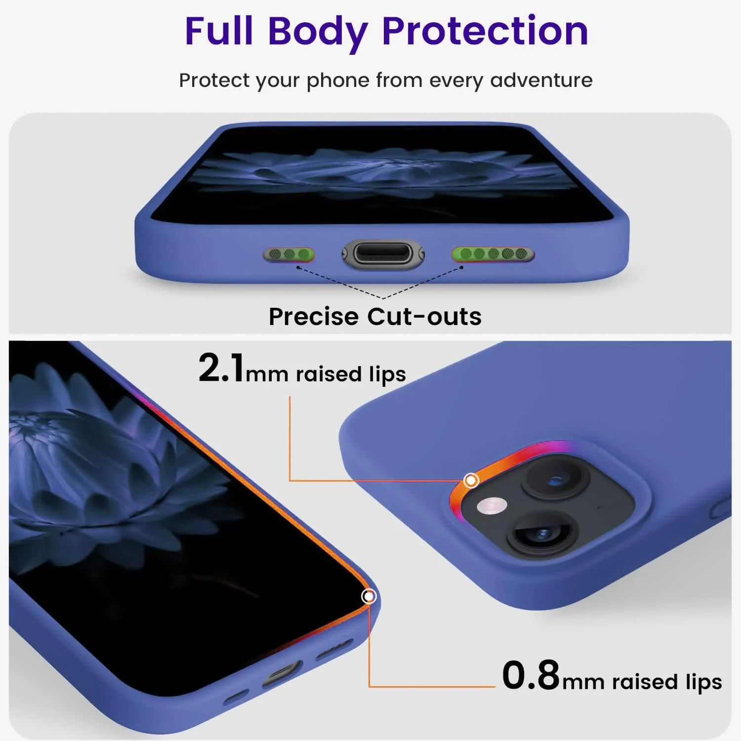 DL3 Mobilak Liquid Silicone Case for iPhone 15 Plus / iPhone 14 Plus, Supports wireless charging, Shock-absorbing protection, Scratch-resistant surface - Light Blue