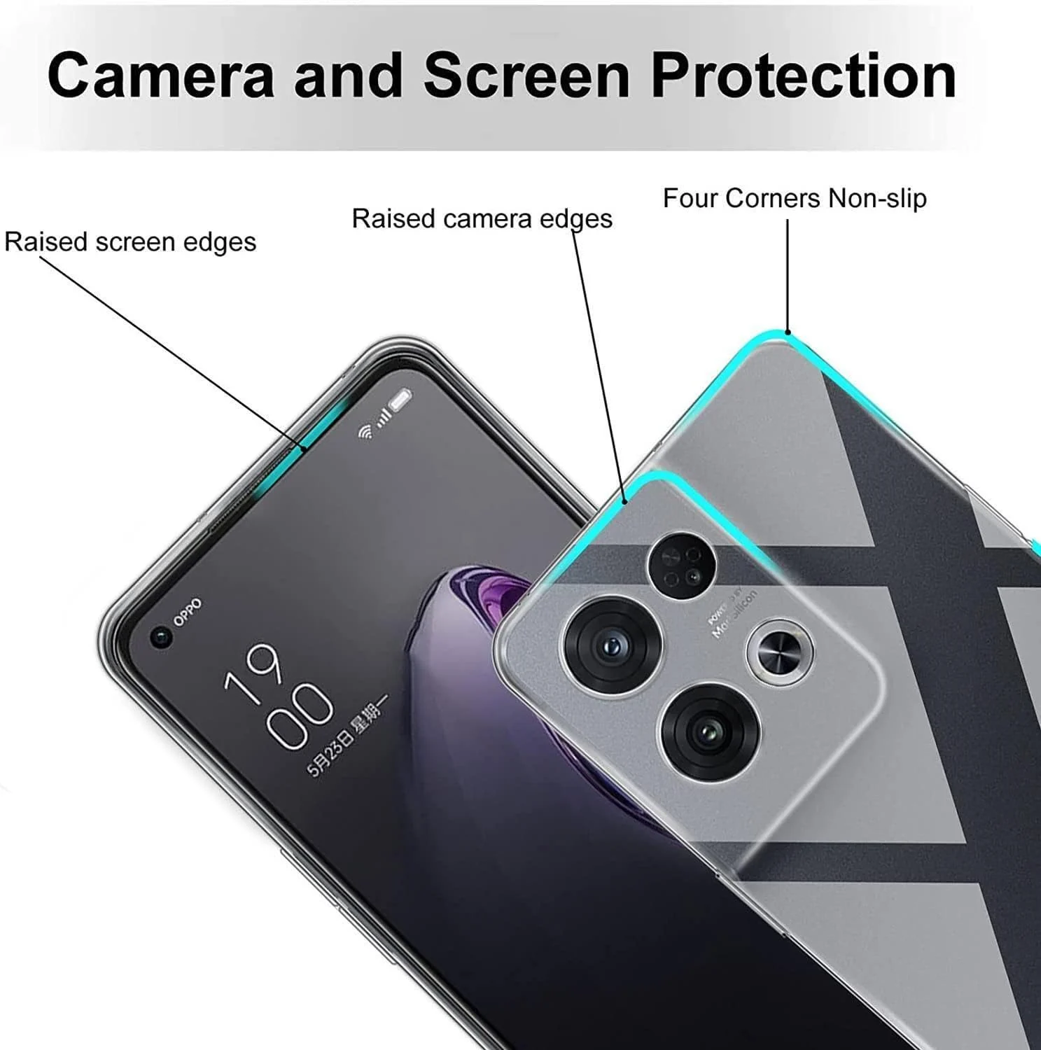 DL3 Mobilak Case Compatible with Reno 8 Pro / 8 Pro Plus Case Crystal Soft TPU Gel Case Flexible Silicone Anti-Scratch Camera Protection TPU Cover - Clear
