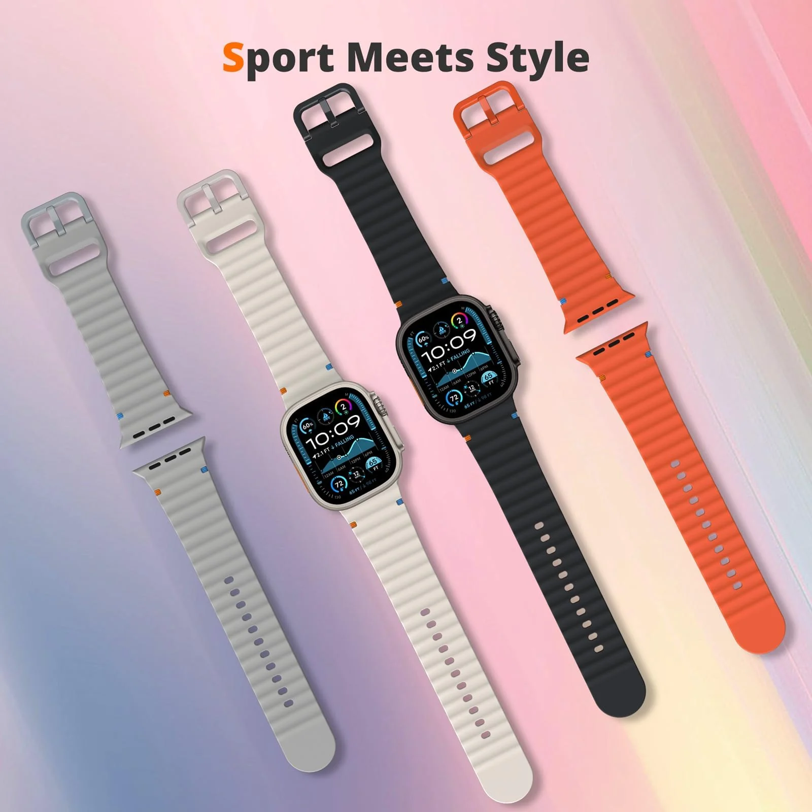 DL3 Mobilak Sport Strap for Apple Watch 49mm (Ultra 3/2/1) 46mm 45mm 44mm 42mm for Women Men, Soft Silicone Replacement Strap for iWatch Series 11/10/9/8/7/6/5/4/3/2/1/SE 3 2 1 - Gray