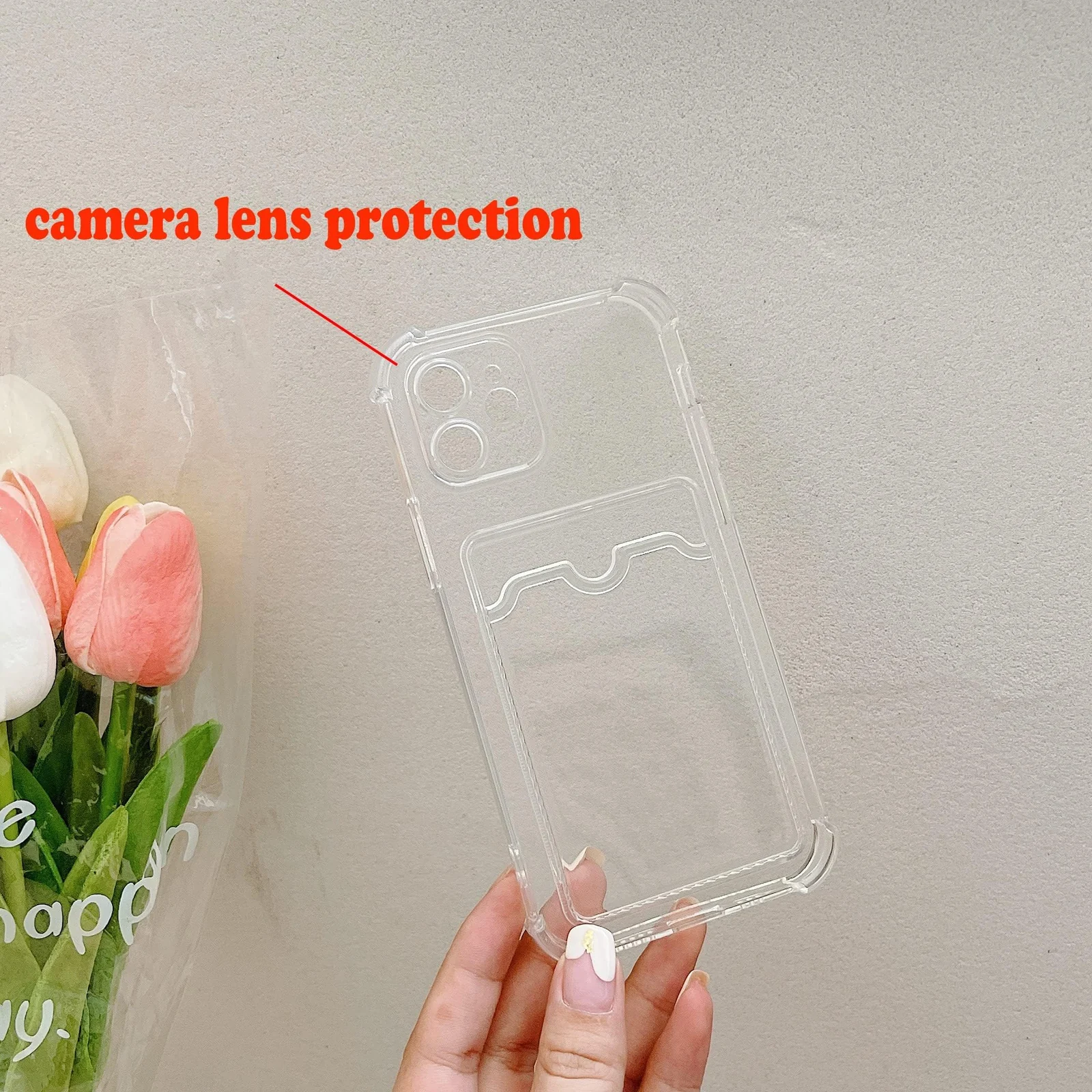DL3 Mobilak Clear TPU Wallet Case with Card Slot and Camera Protection for Huawei P30 Lite / Nova 4E - Transparent