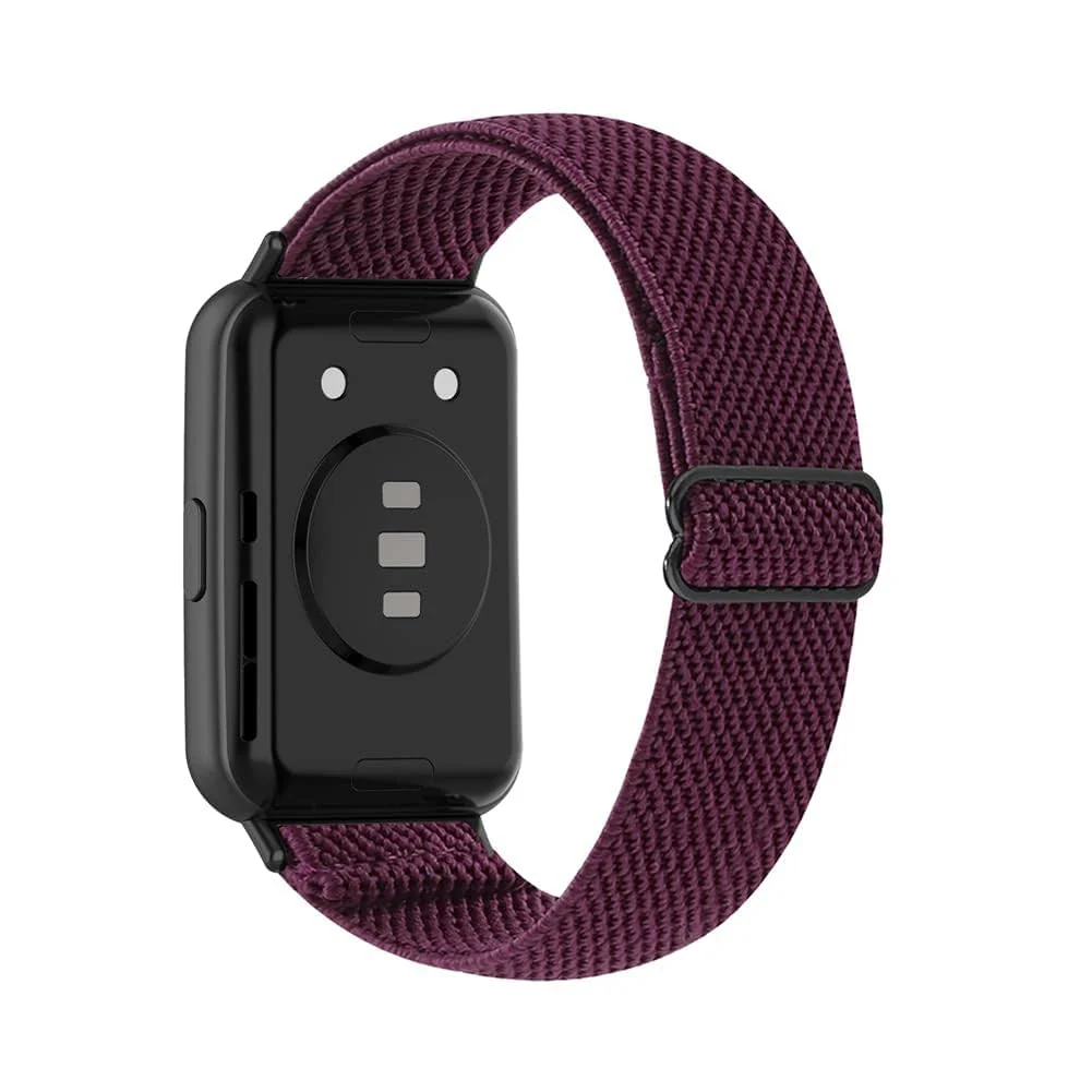 DL3 Mobilak Strap Compatible with Honor Band 7 / Huawei Band 7, Soft Elastic Nylon Straps, Adjustable Stretchy Sports Replacement Bracelets Wristbands for Women Men - Wine Red