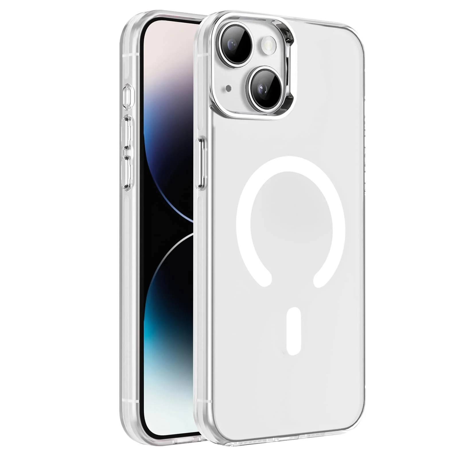 DL3 Mobilak Case for iPhone 13 / iPhone 14 Crystal Clear [Not Compatible with MagSafe] Soft TPU Gel Case Flexible Silicone Anti-Scratch Transparent TPU Cover - White
