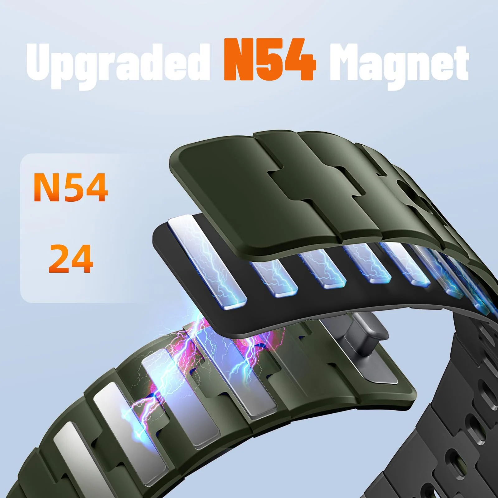 DL3 MOBILAK Adjustable Silicone Sports Watch Strap for 49MM - A-Green/Black