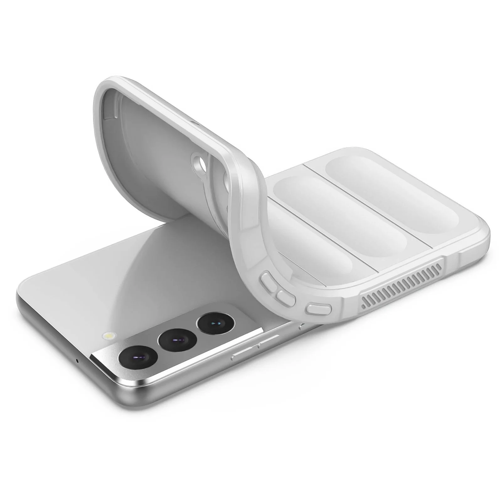 DL3 Mobilak Soft Silicone Protective Case for Samsung Galaxy S21 FE with Camera Protection and Shockproof Design - White